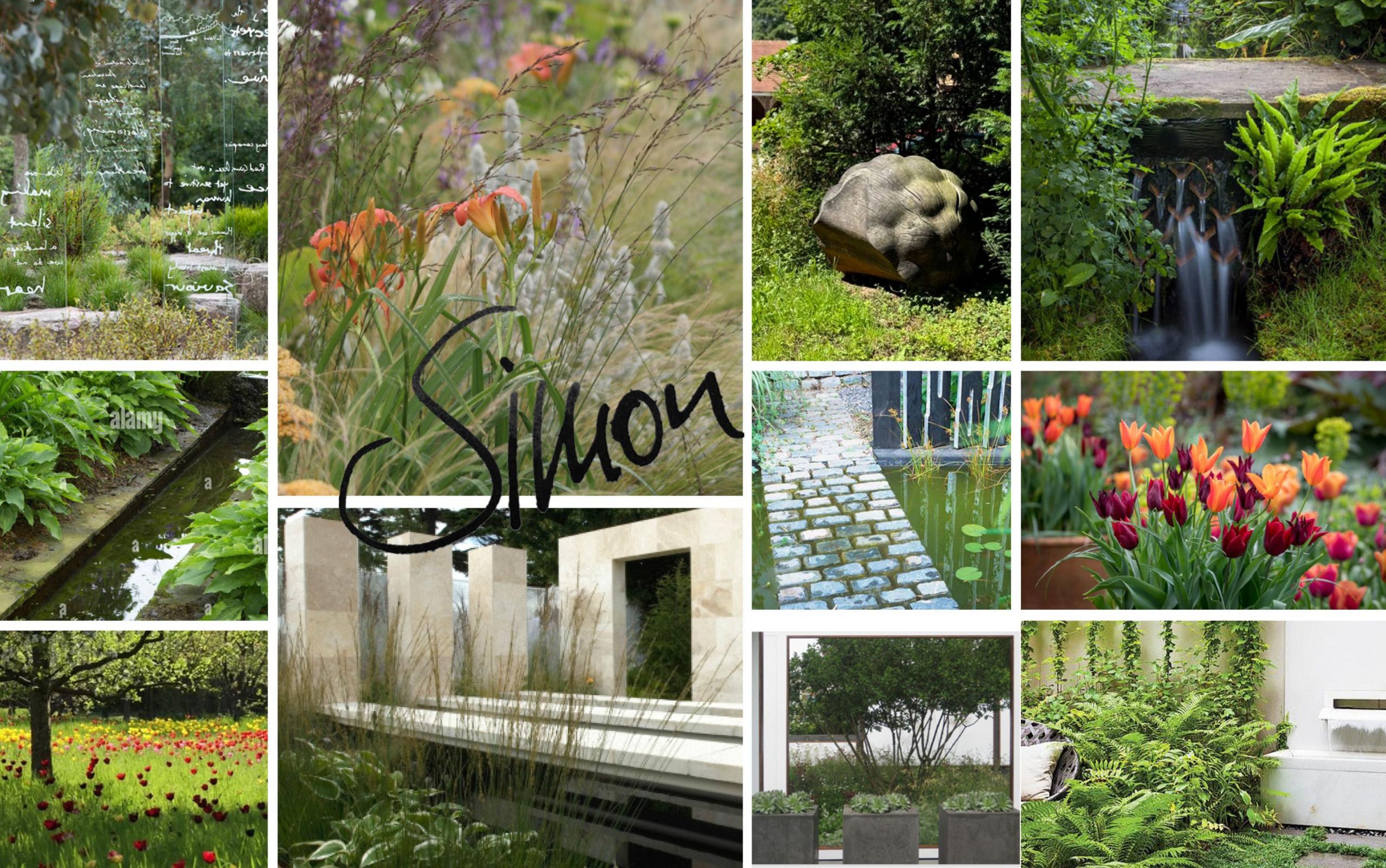 A mood board of the kind of flowers and structures the garden will have