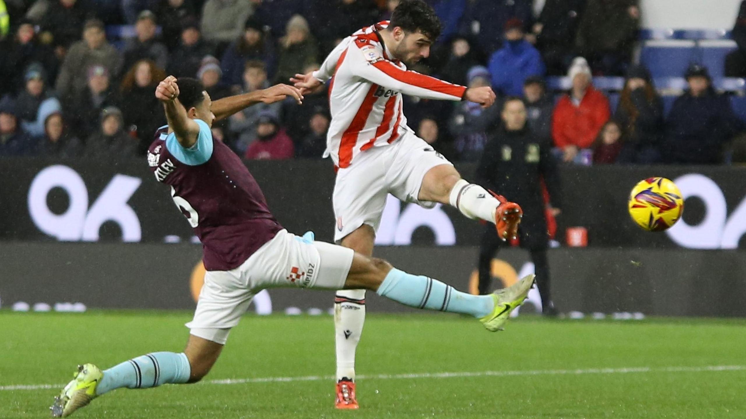 Stoke striker Tom Cannon in action against Burnley 