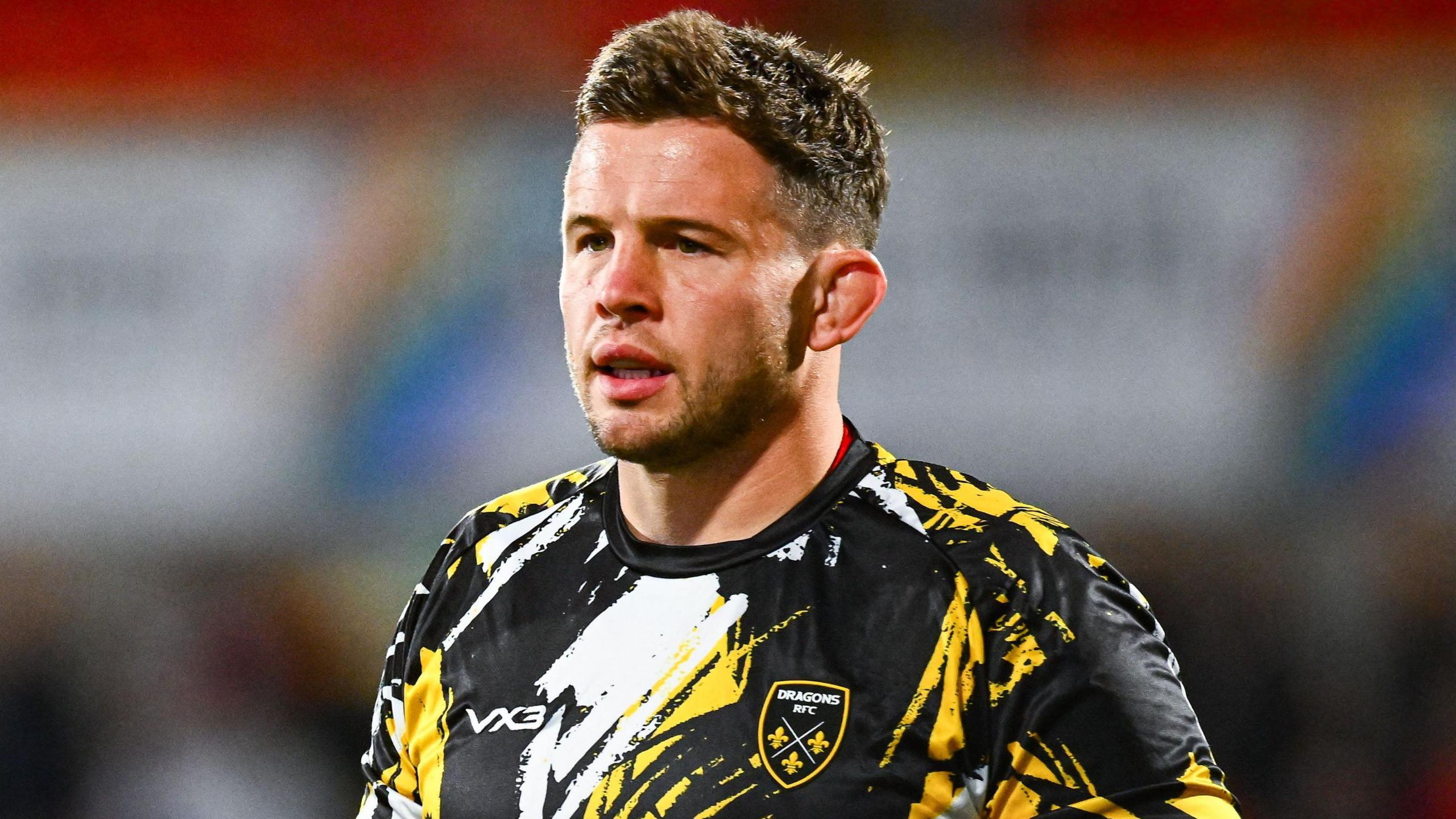 Elliot Dee warming up ahead of Dragons' United Rugby Championship opener against Ulster in Belfast