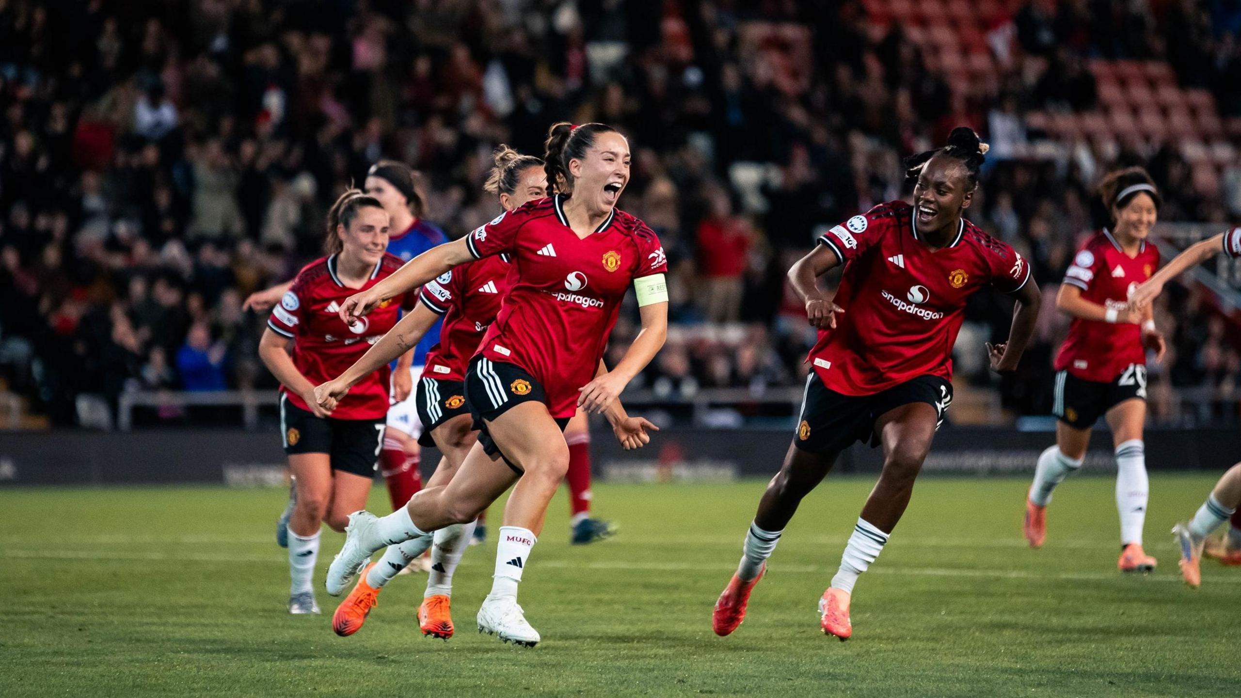 Maya Le Tissier wheels away in celebration