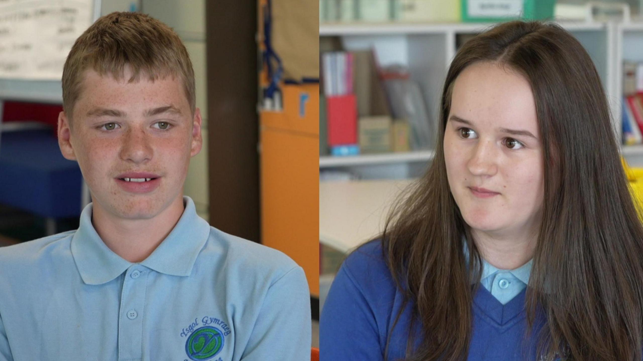 Mae Wil ac Anest yn ddisgyblion yn Ysgol Uwchradd Gymraeg Ystalyfera