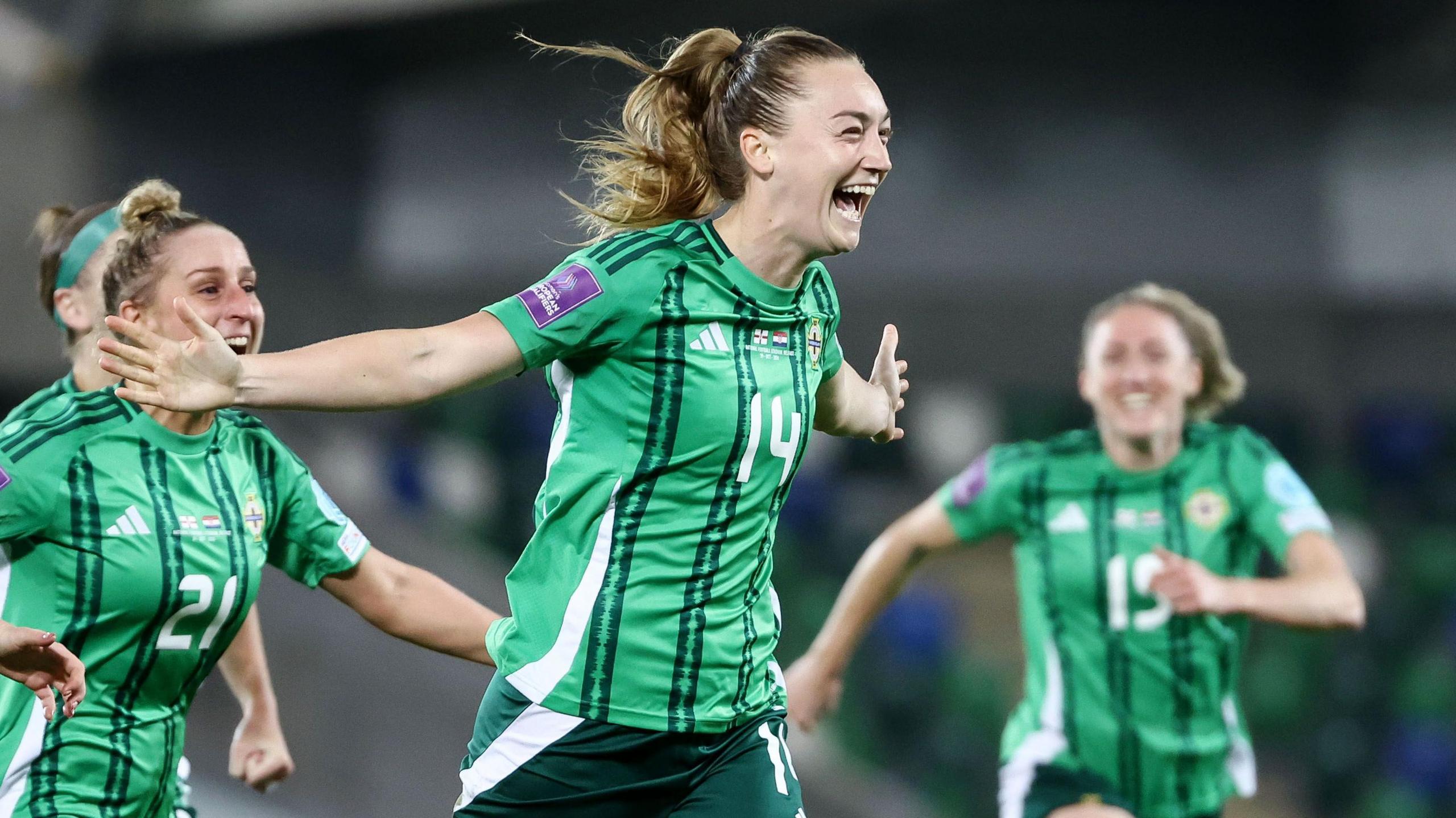 Lauren Wade celebrates a goal