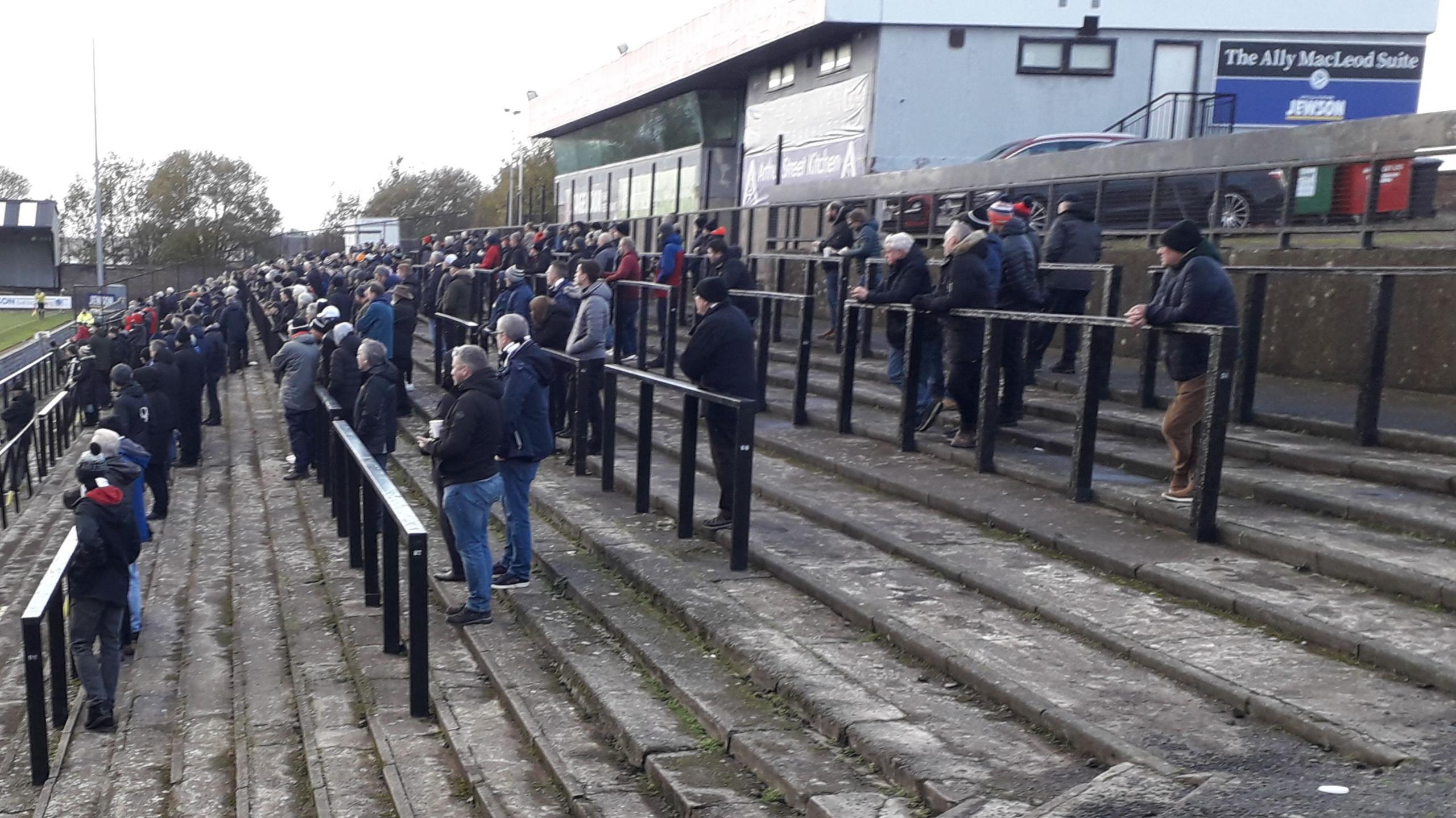 Fans on the former terrace at Somerset Park, home of Ayr United.