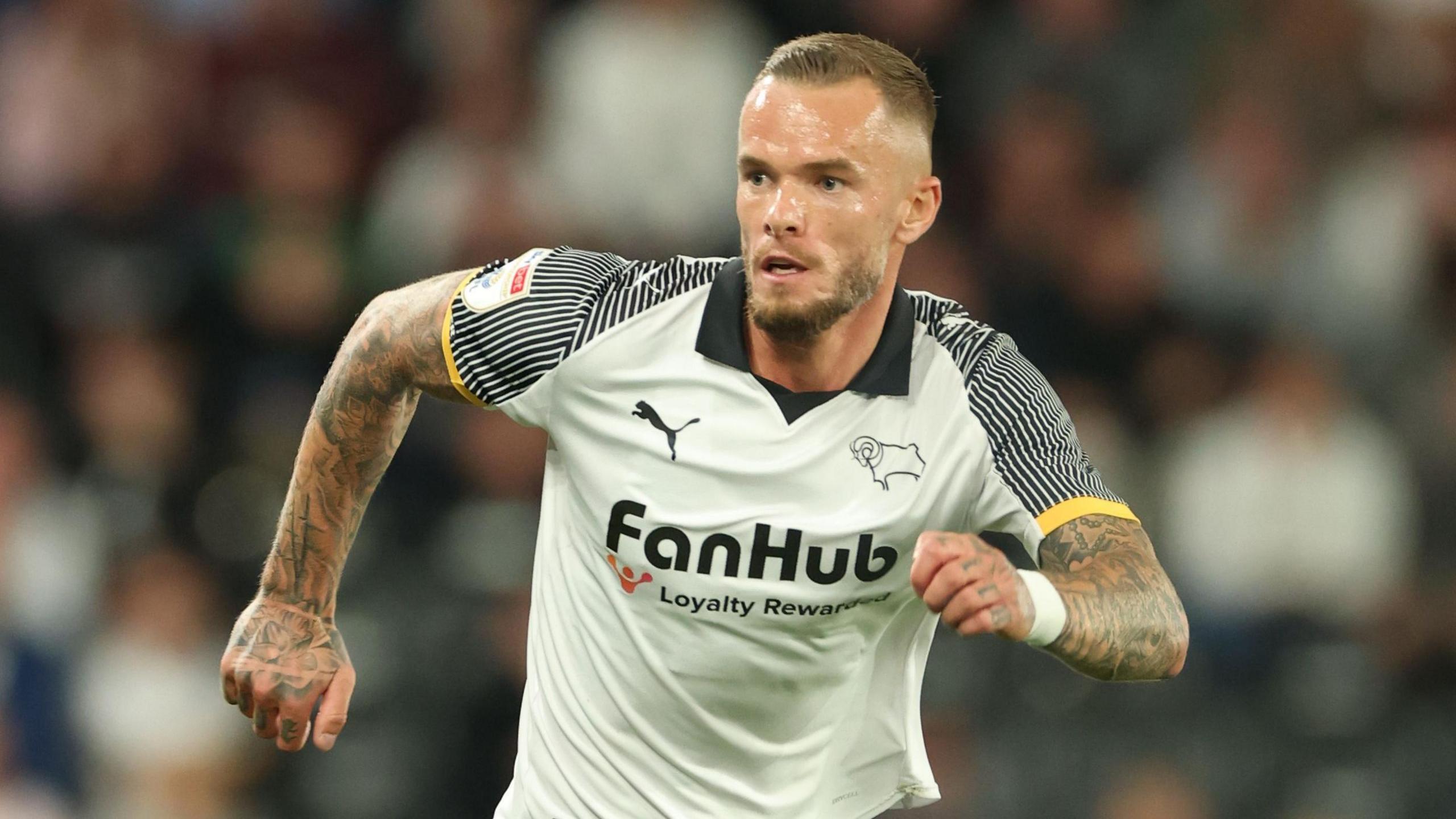 Joe Ward in action for Derby County