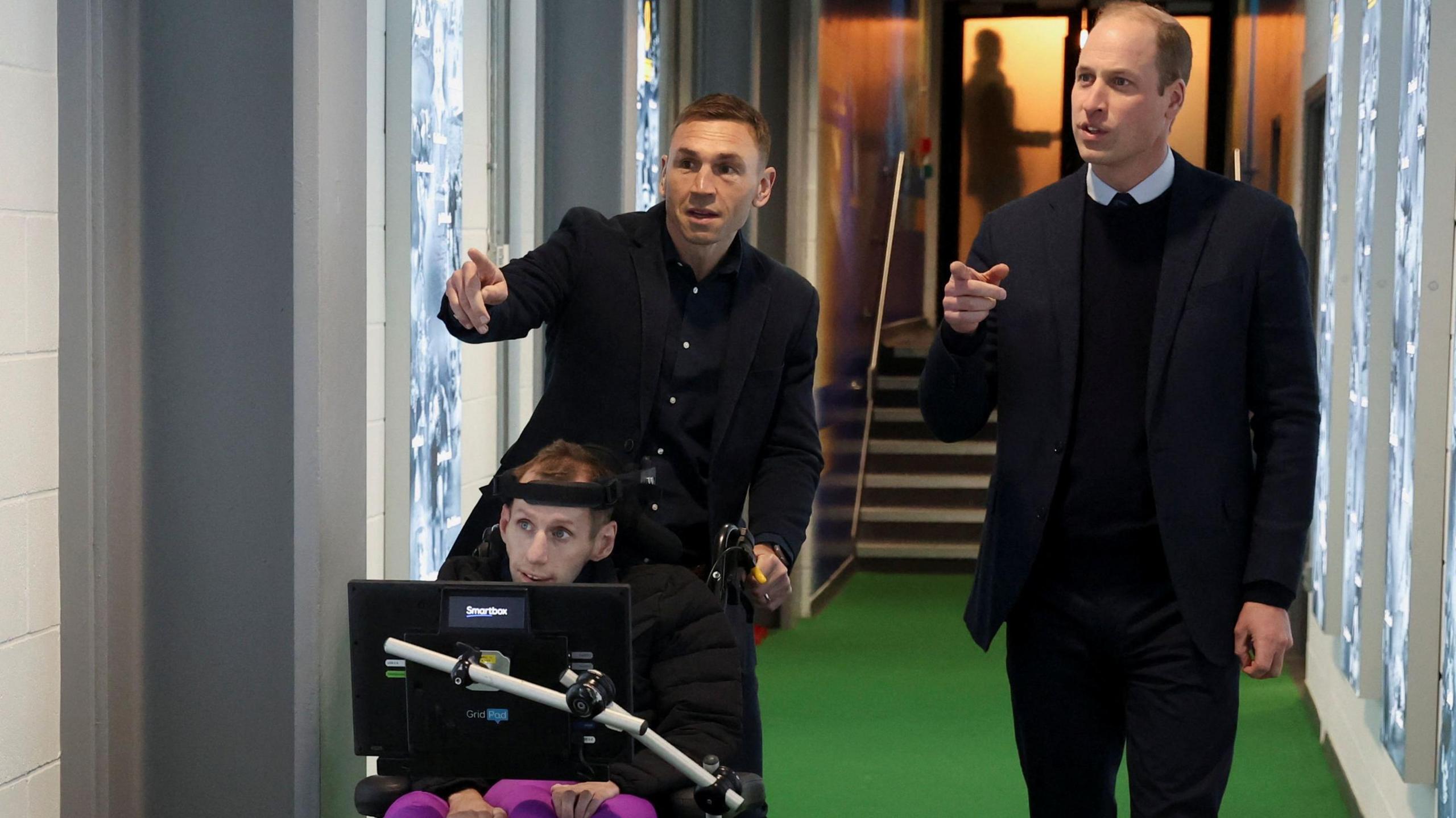 Rob Burrow with Kevin Sinfield and the Prince of Wales