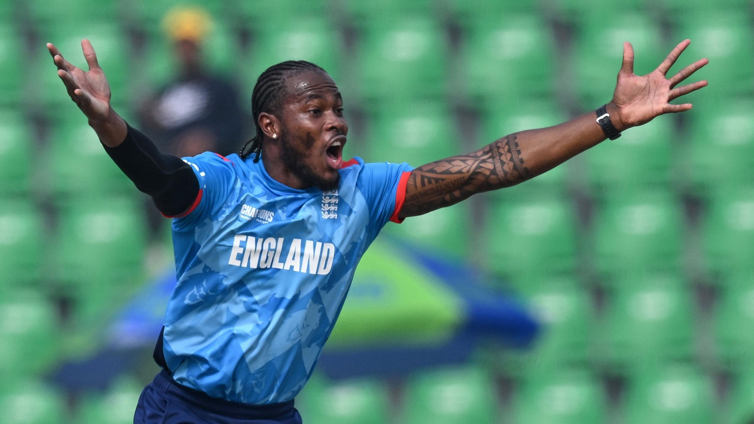England's Jofra Archer appeals for a wicket