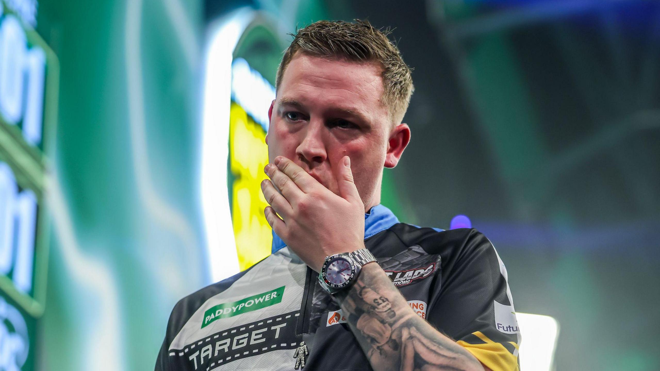 Chris Dobey shows frustration