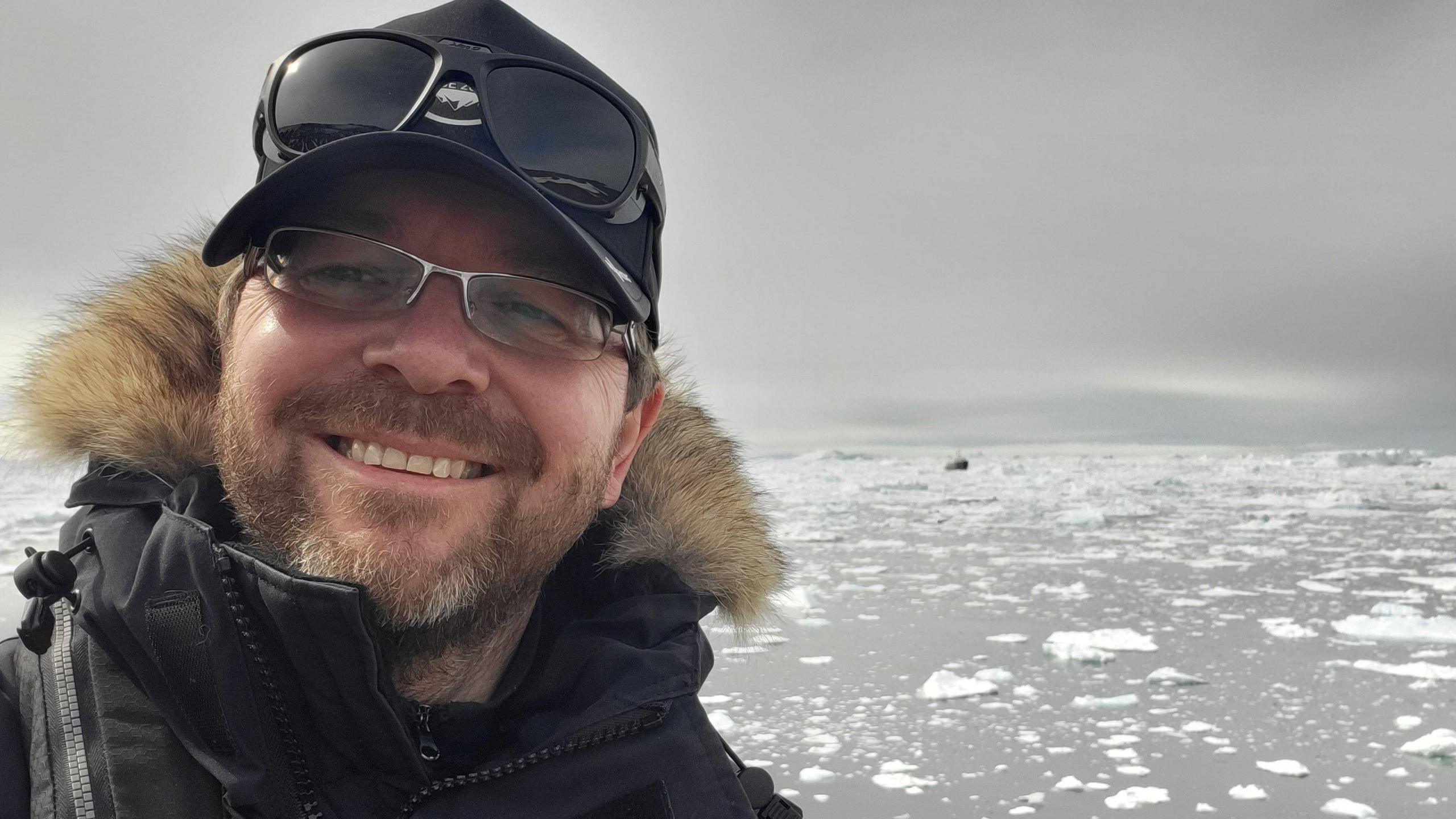 Andy Shepherd on a ship in the Antartica 