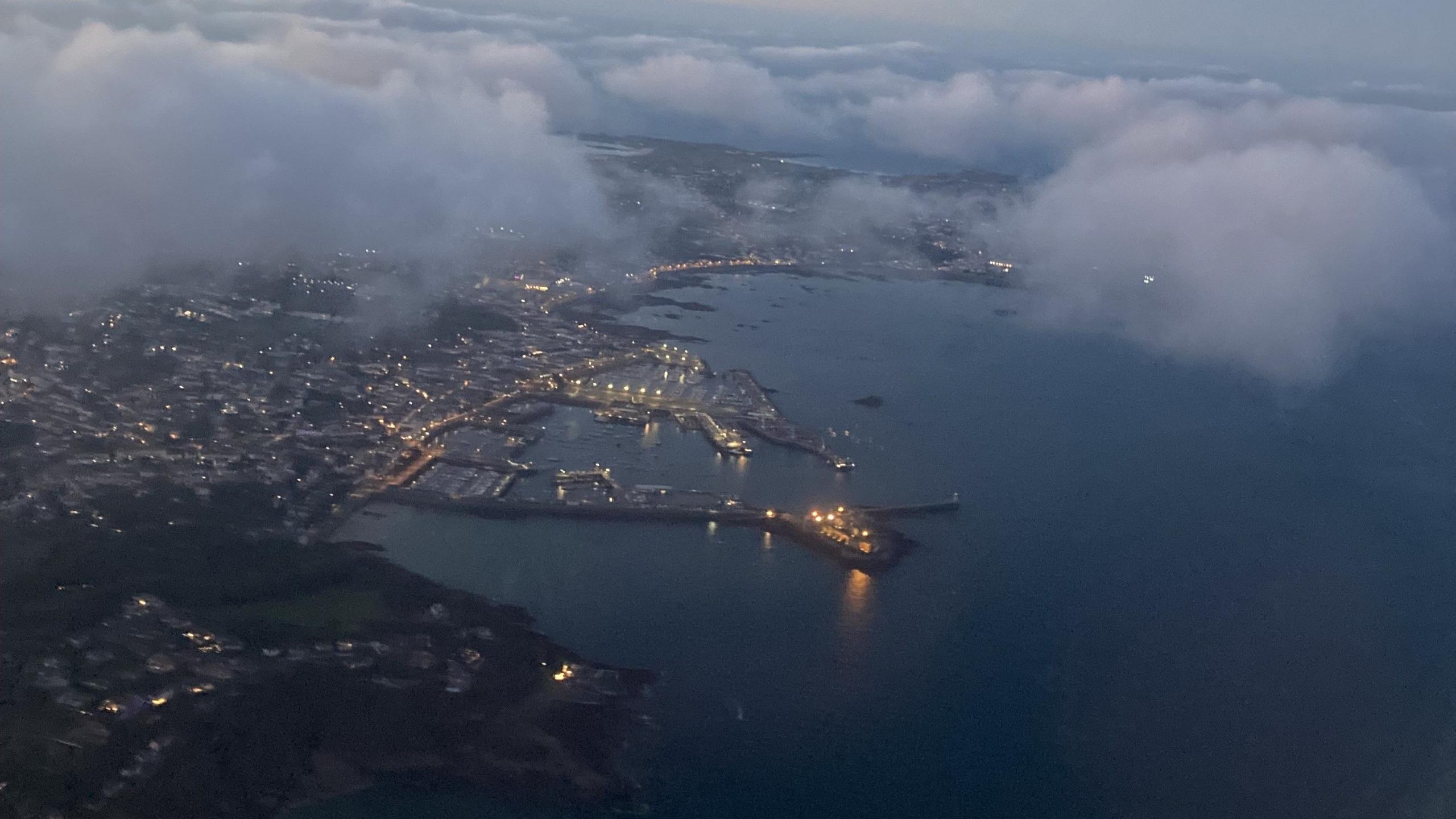 A view of St Peter Port, Guernsey from the air.