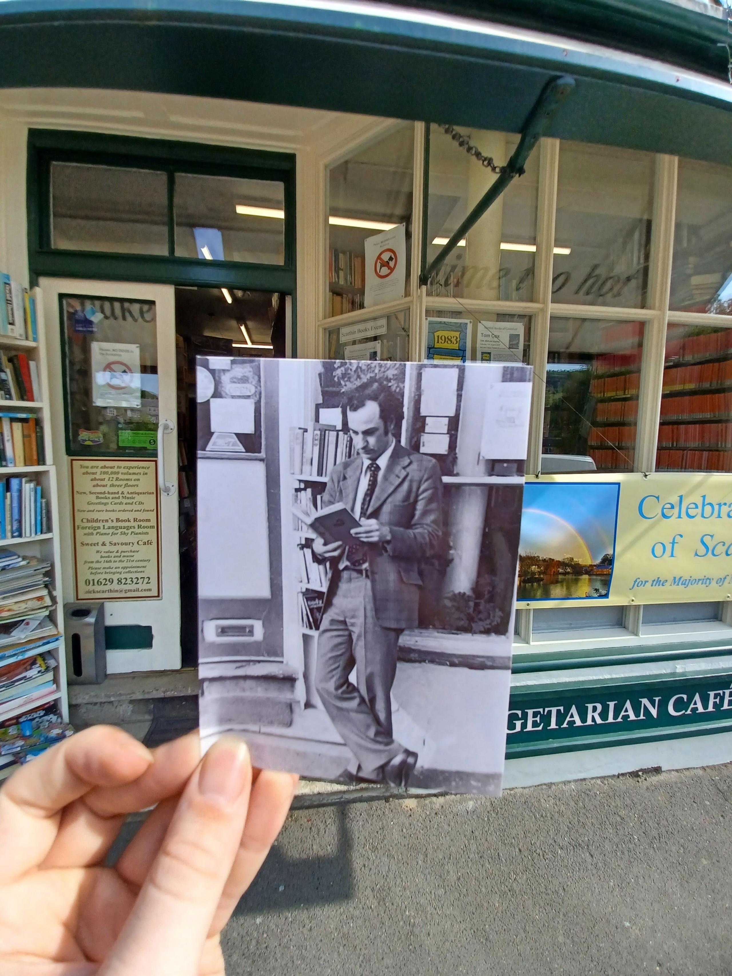 Archive photo of customer standing outside shop