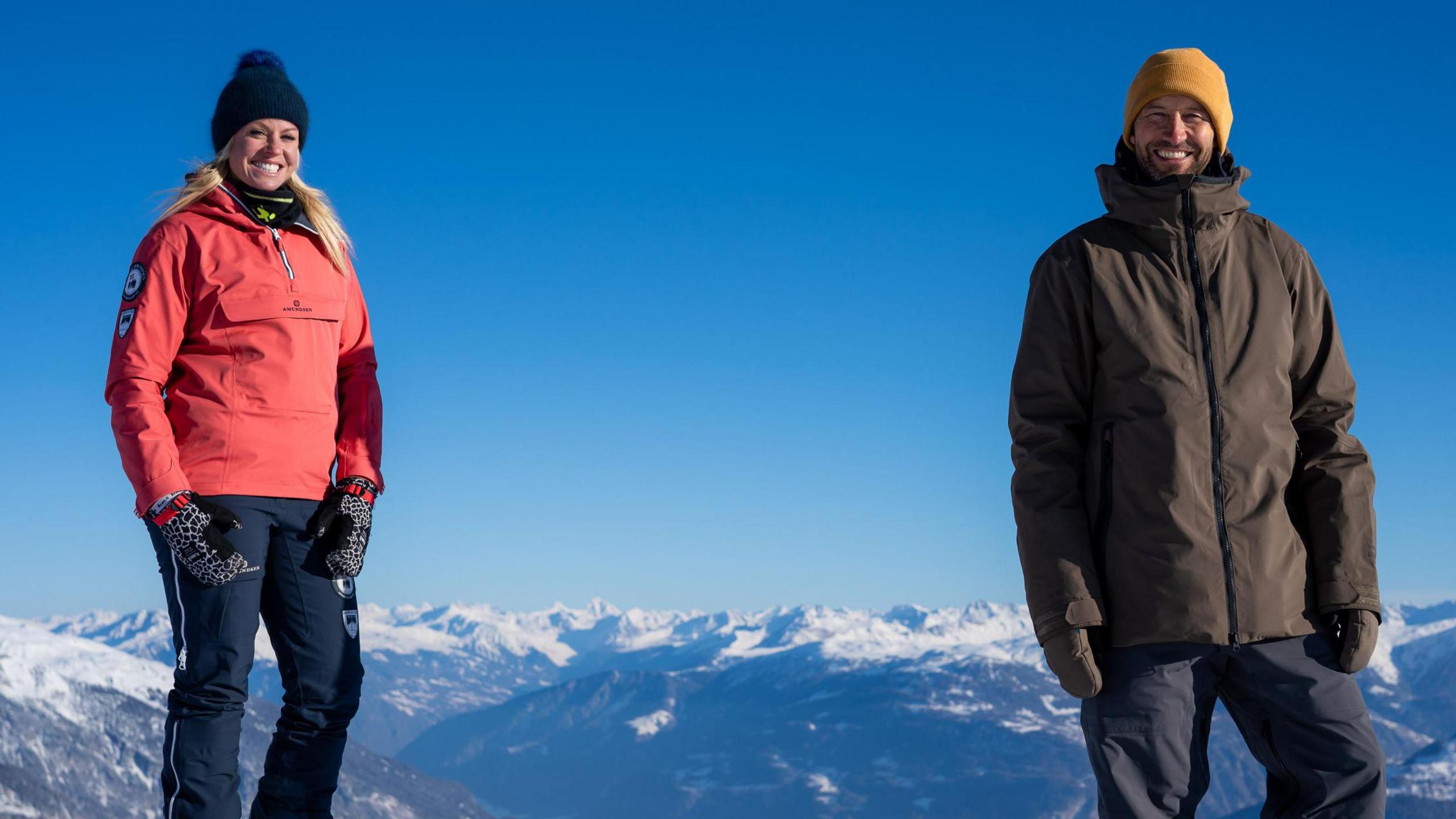 Chemmy Alcott and Ed Leigh on Ski Sunday in 2021