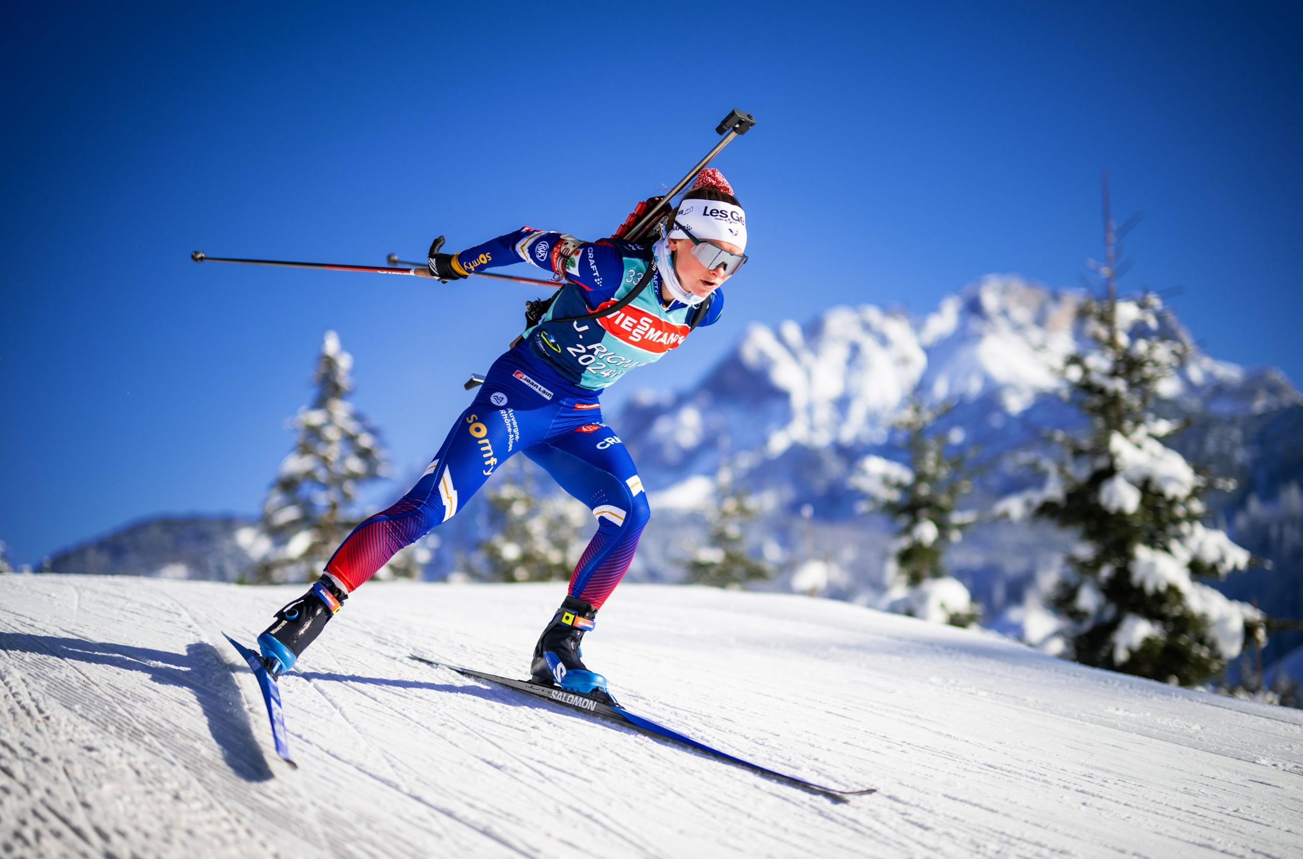 Jeanne Richard of France in action during the Training Women and Men at the BMW IBU World Cup Biathlon Hochfilzen