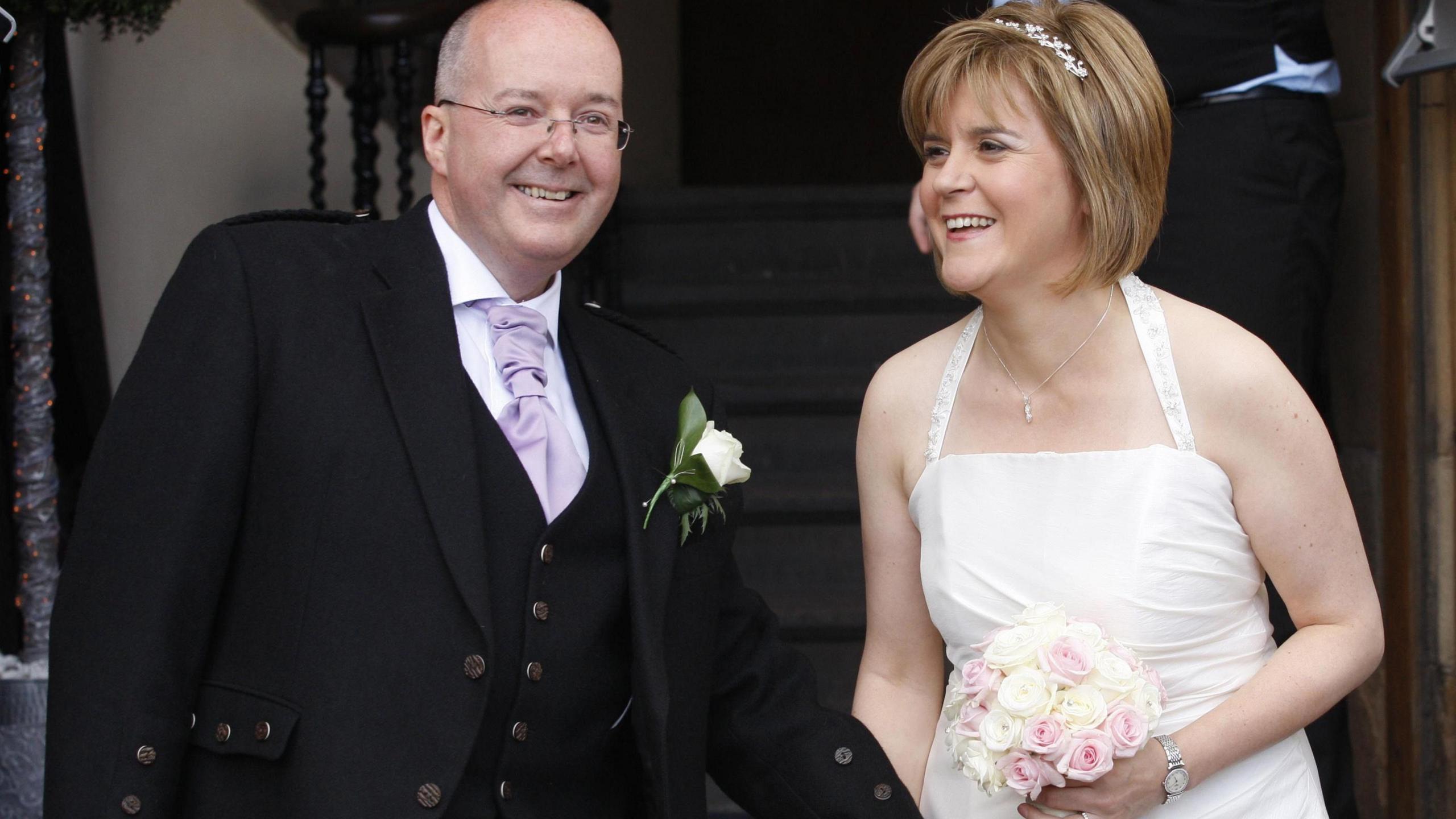 Deputy First Minister Nicola Sturgeon with her new husband Peter Murrell following their wedding…