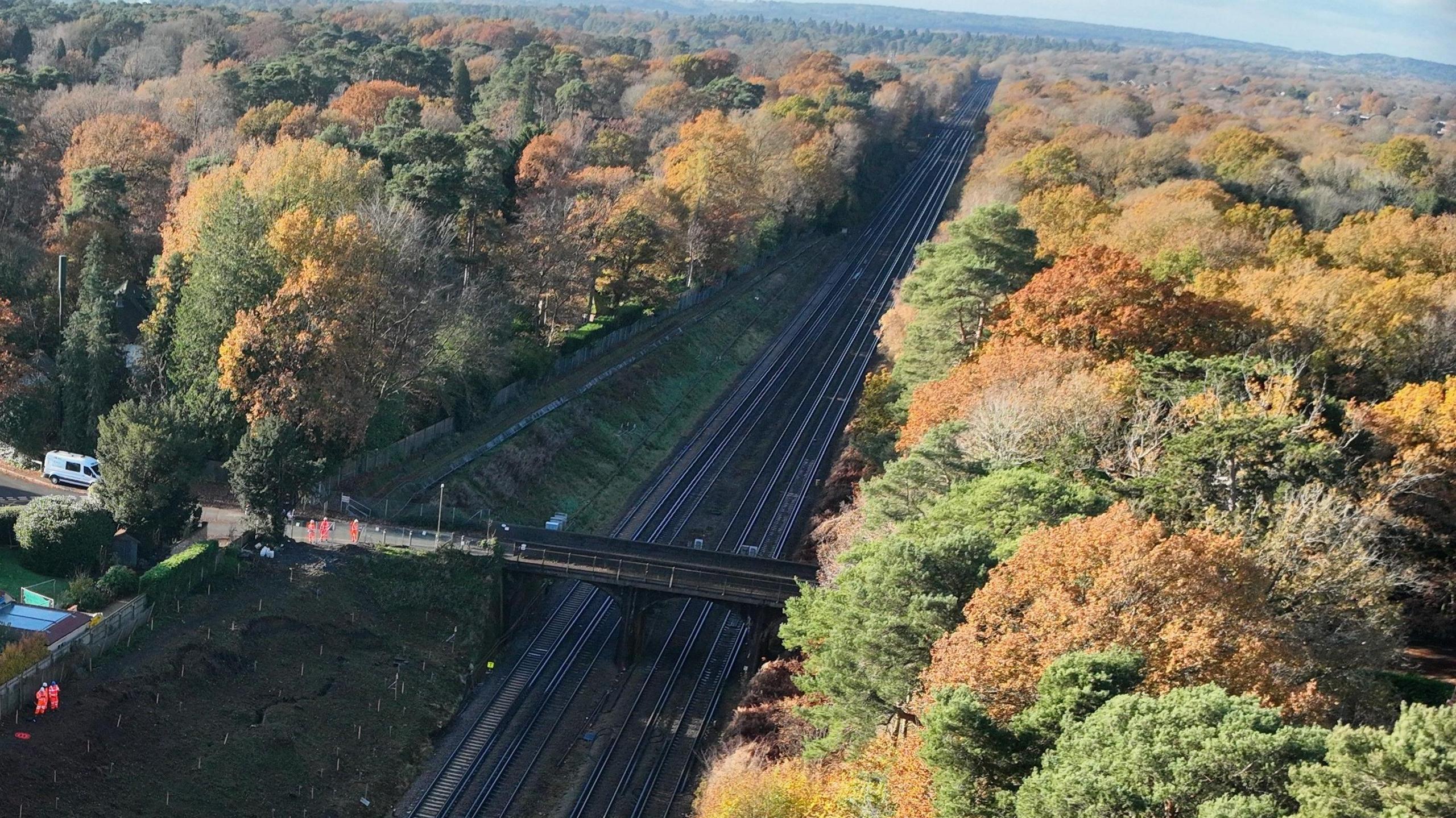 A drone picture of the tracks