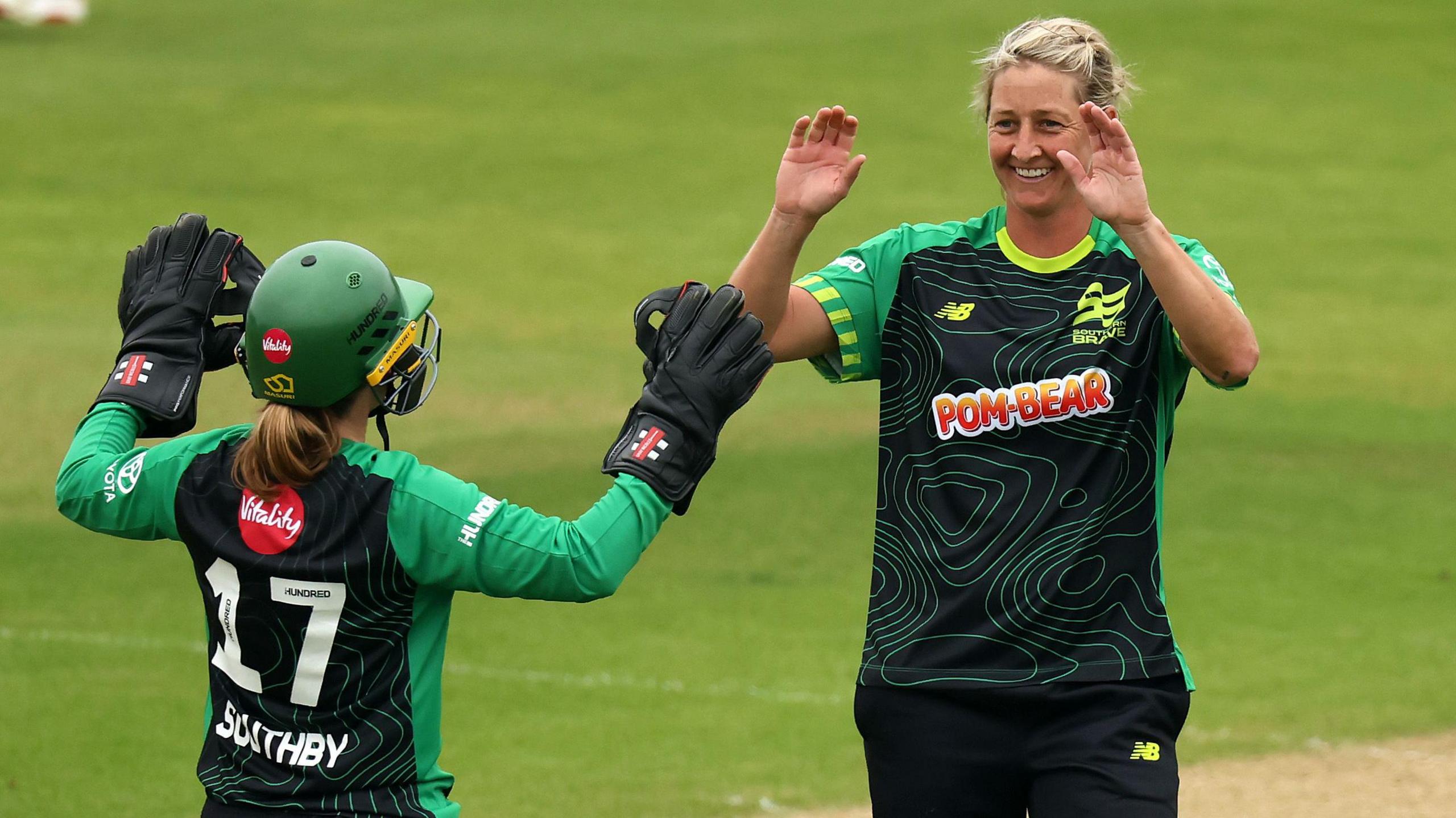 Sophie Devine celebrates a wicket