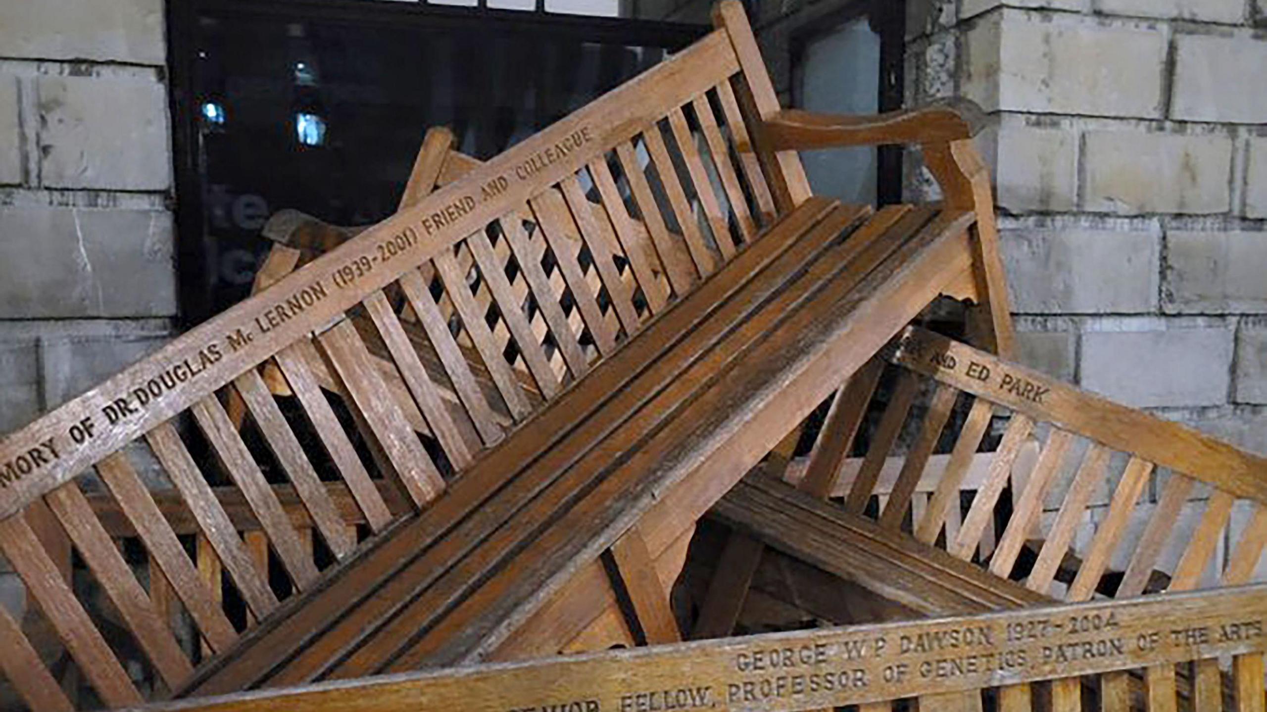 Book of Kells benches blocking entrance