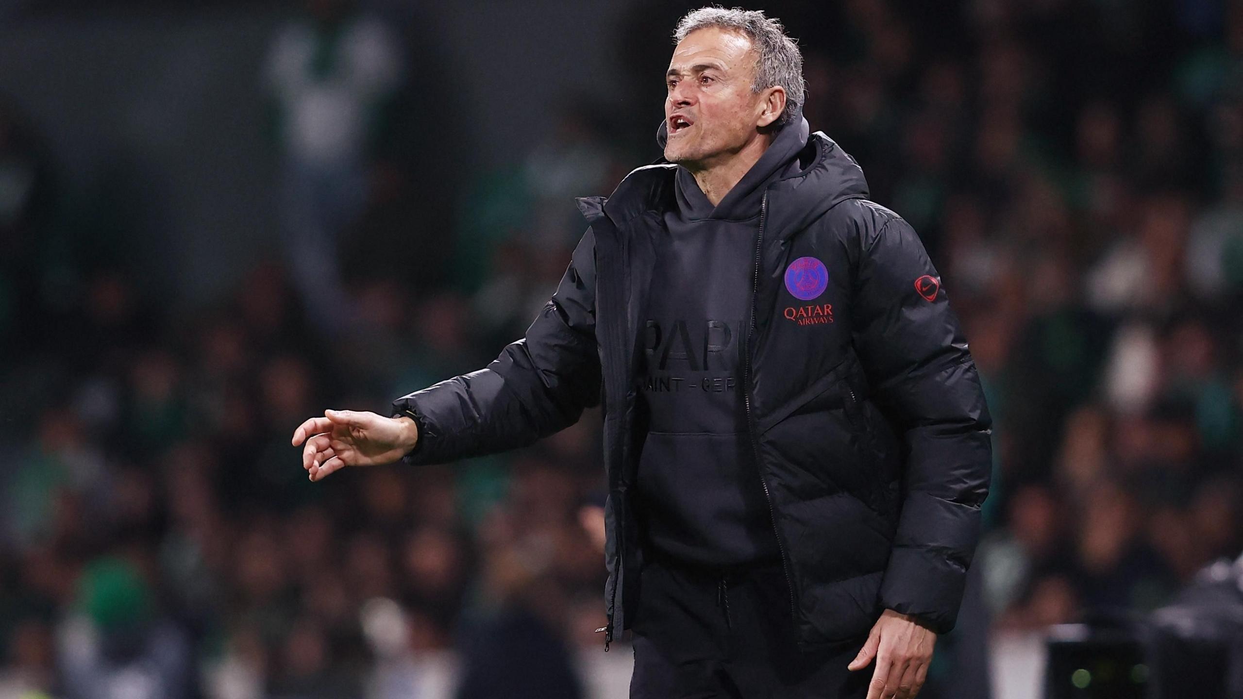 Paris St-Germain manager Luis Enrique gesticulates on the touchline