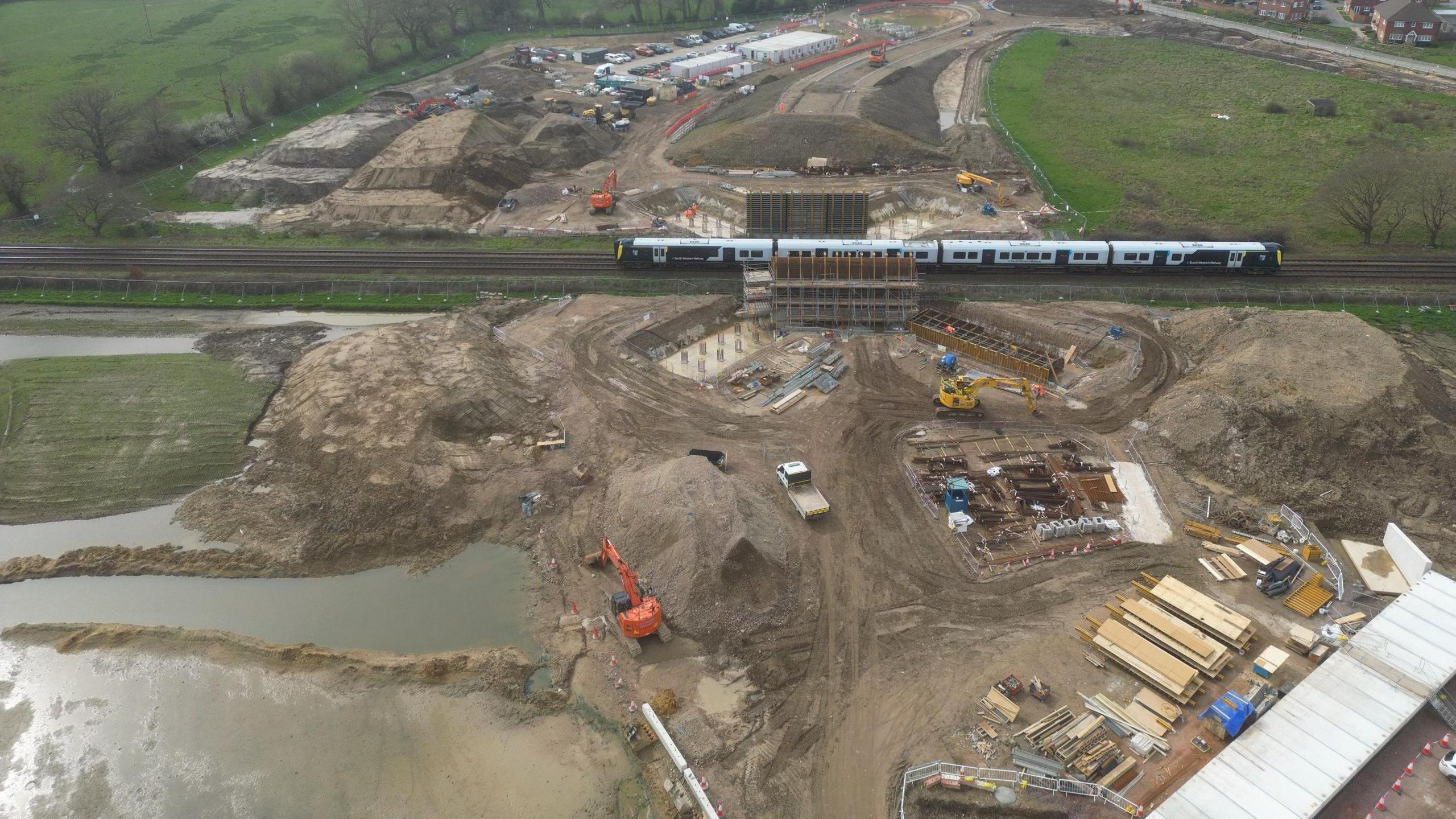 The site of the works to install a road bridge in Ash