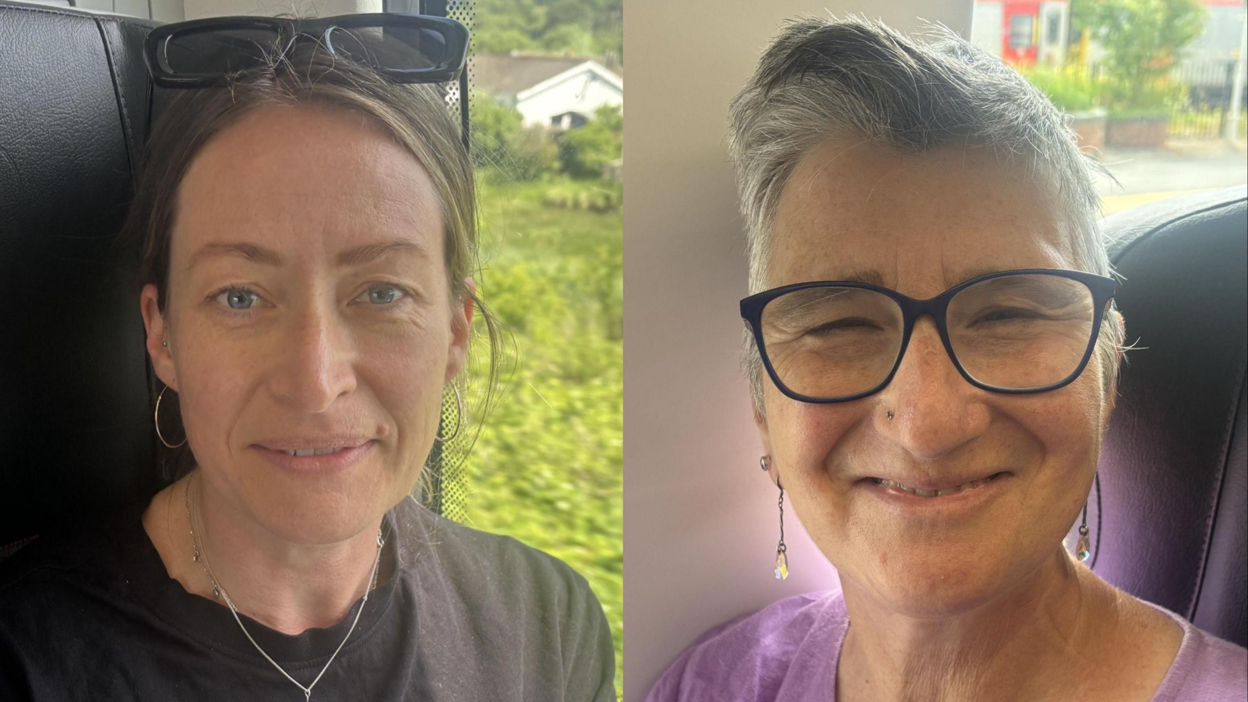 Dwynwen Davies (chwith) a Cath Little