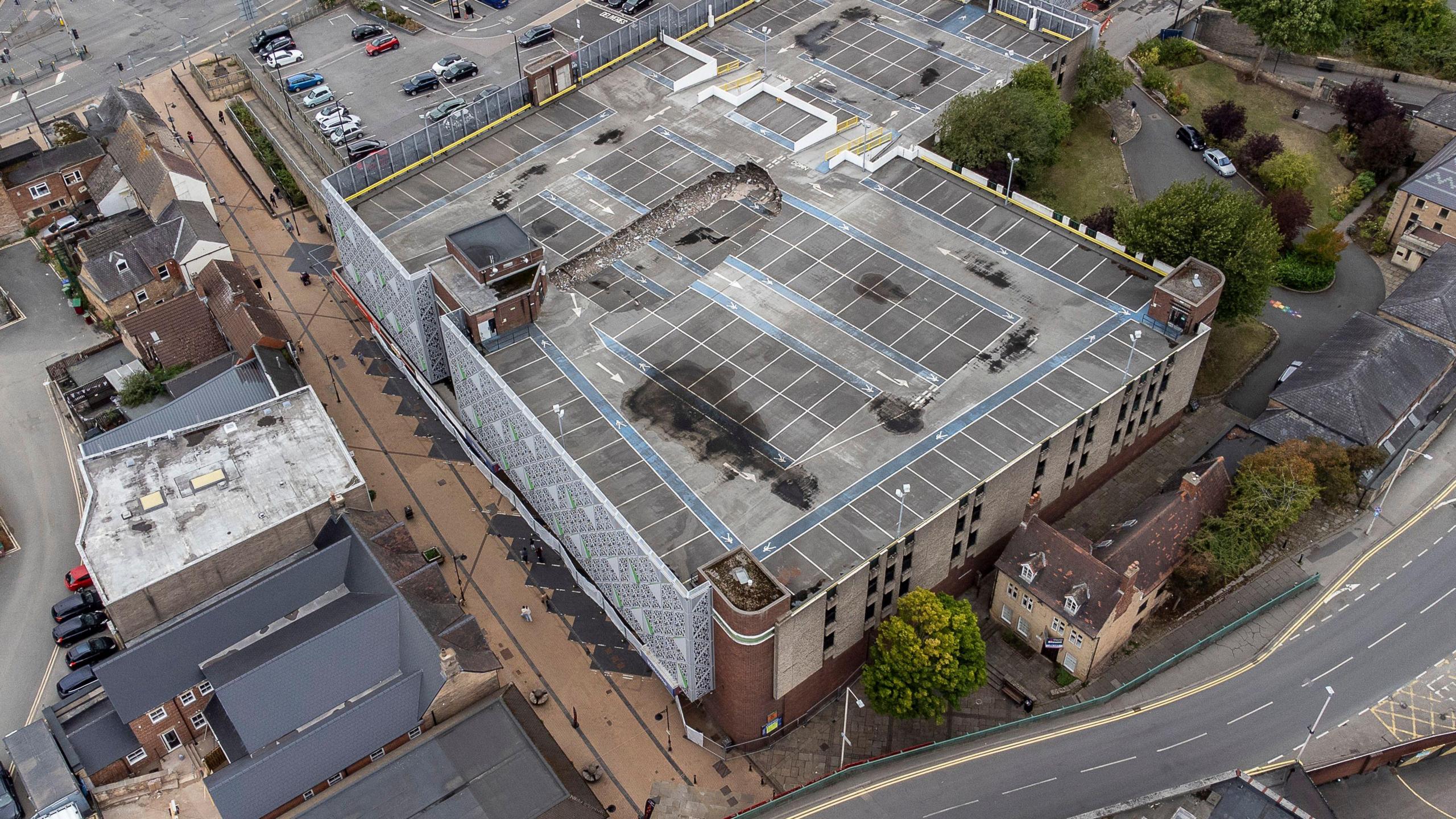 An aerial image of the Walkden Street car park in Mansfield