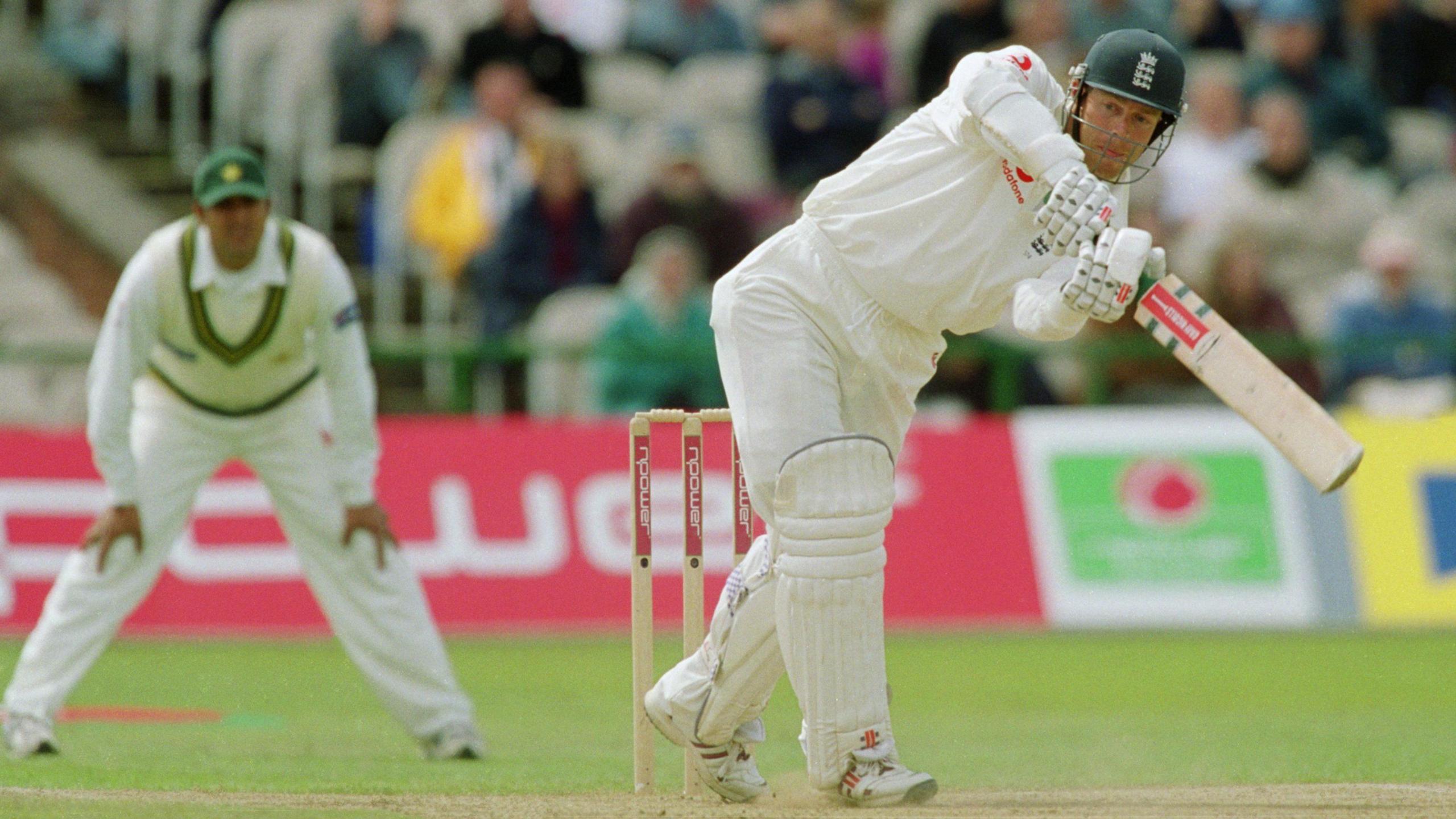Nick Knight batting against Pakistan in a Test match at Old Trafford