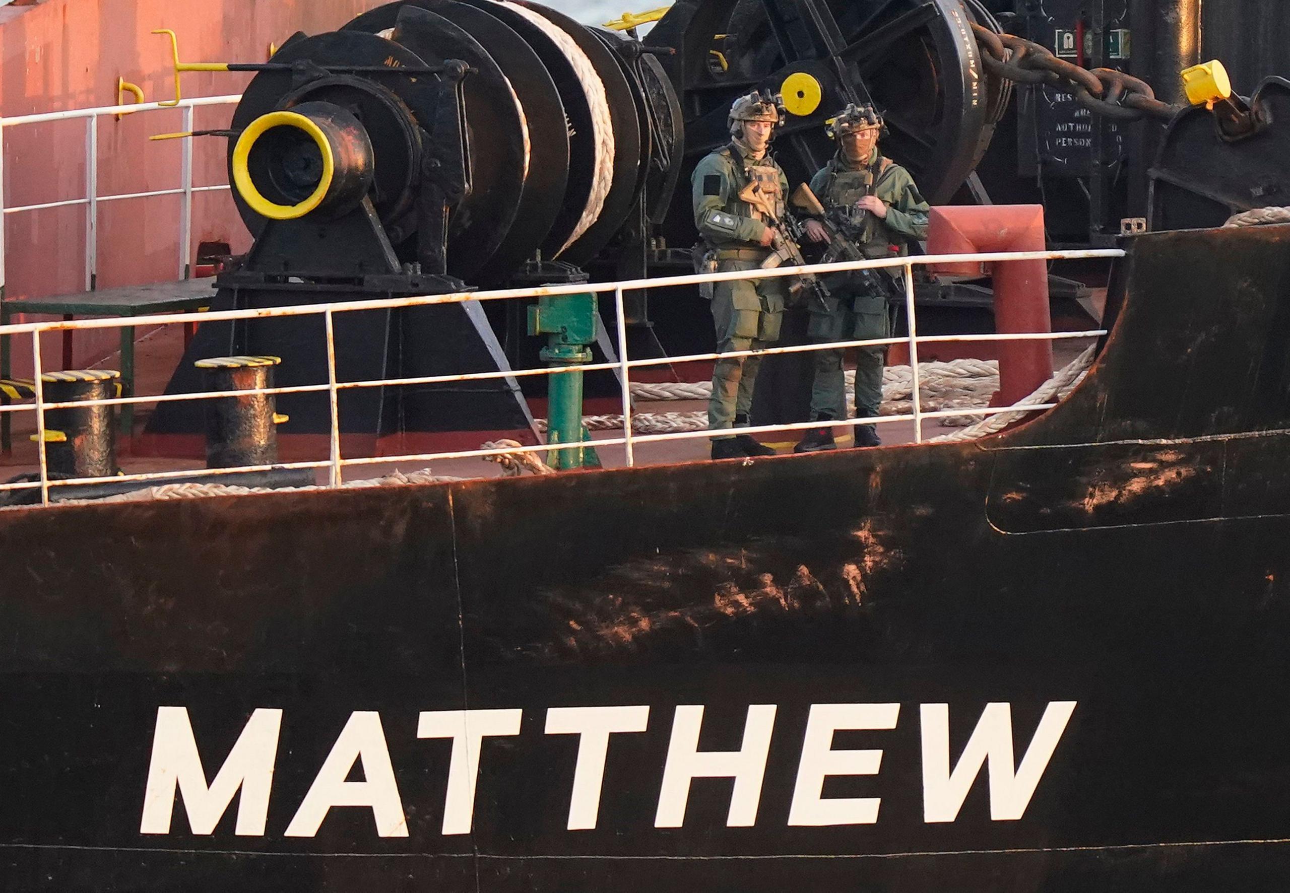 Soldiers from the Army Ranger Wing on board MV Matthew