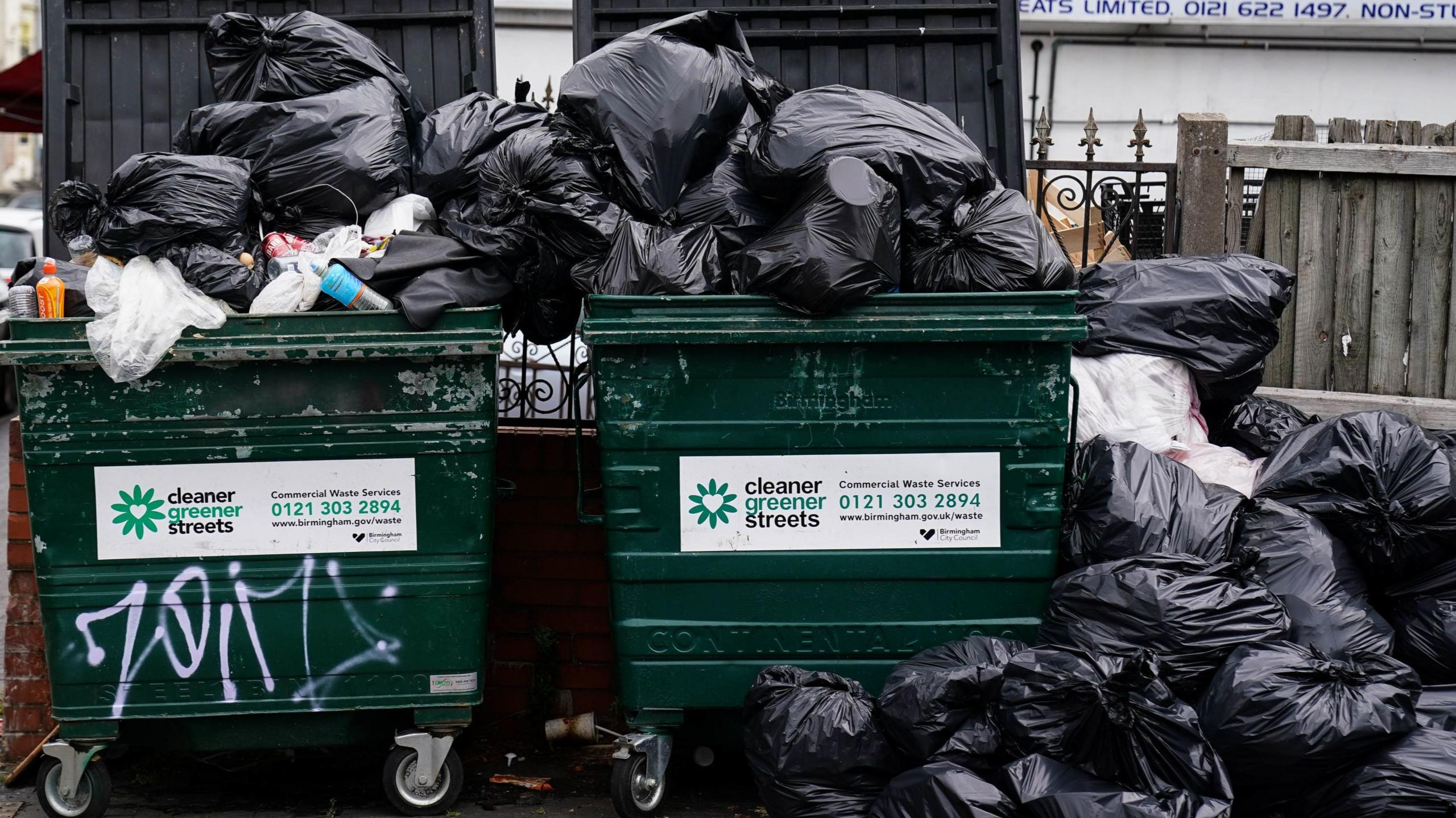 Uncollected refuse bags in the Aston area of Birmingham, taken in June 2025