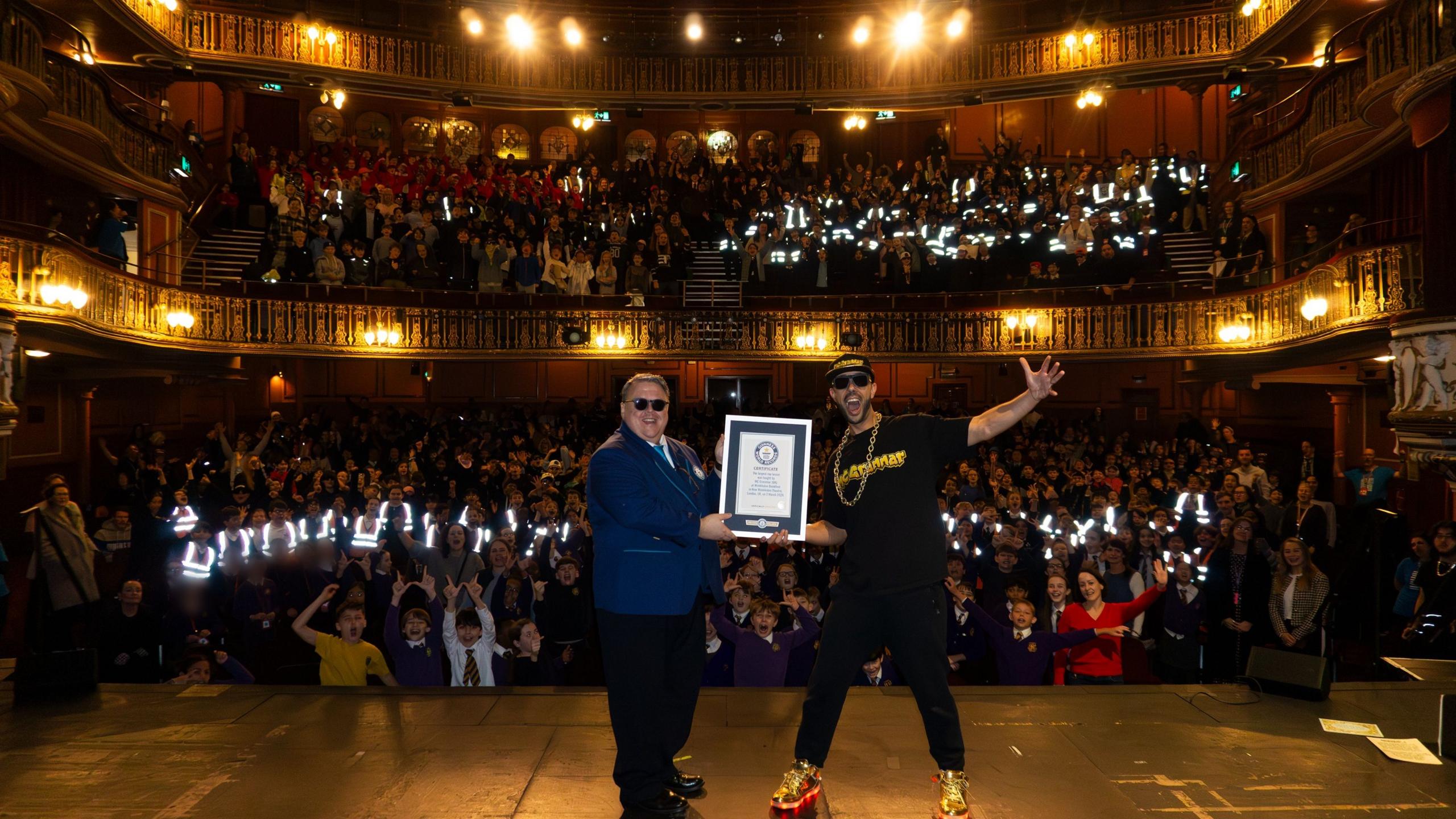 Craig Glenday, adjudicator and editor-in-chief of Guinness World Records and Guinness World Record breaker MC Grammar.