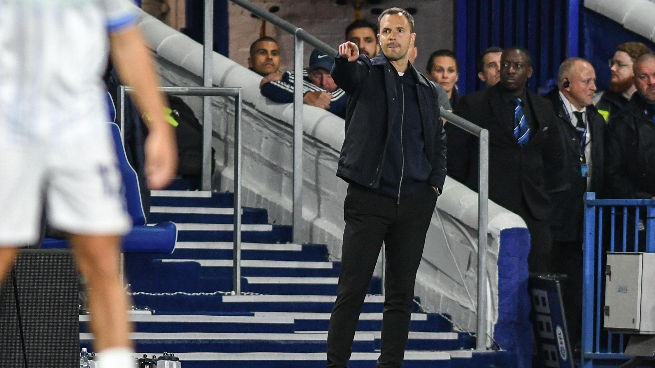 Birmingham City manager Chris Davies points during his team's game against Sheffield Wednesday