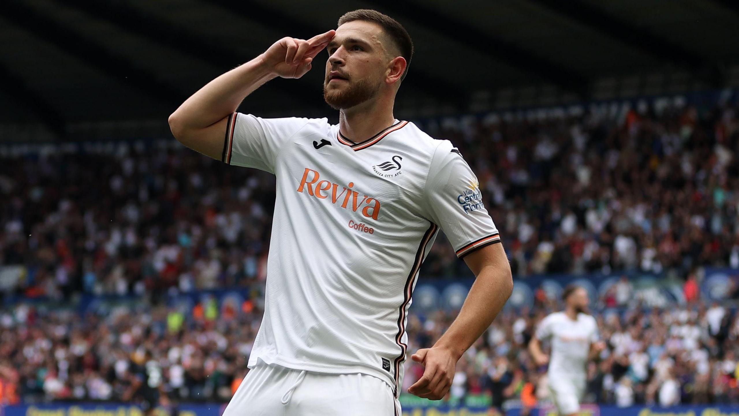 Zan Vipotnik celebrates his first Swansea goal against Preston