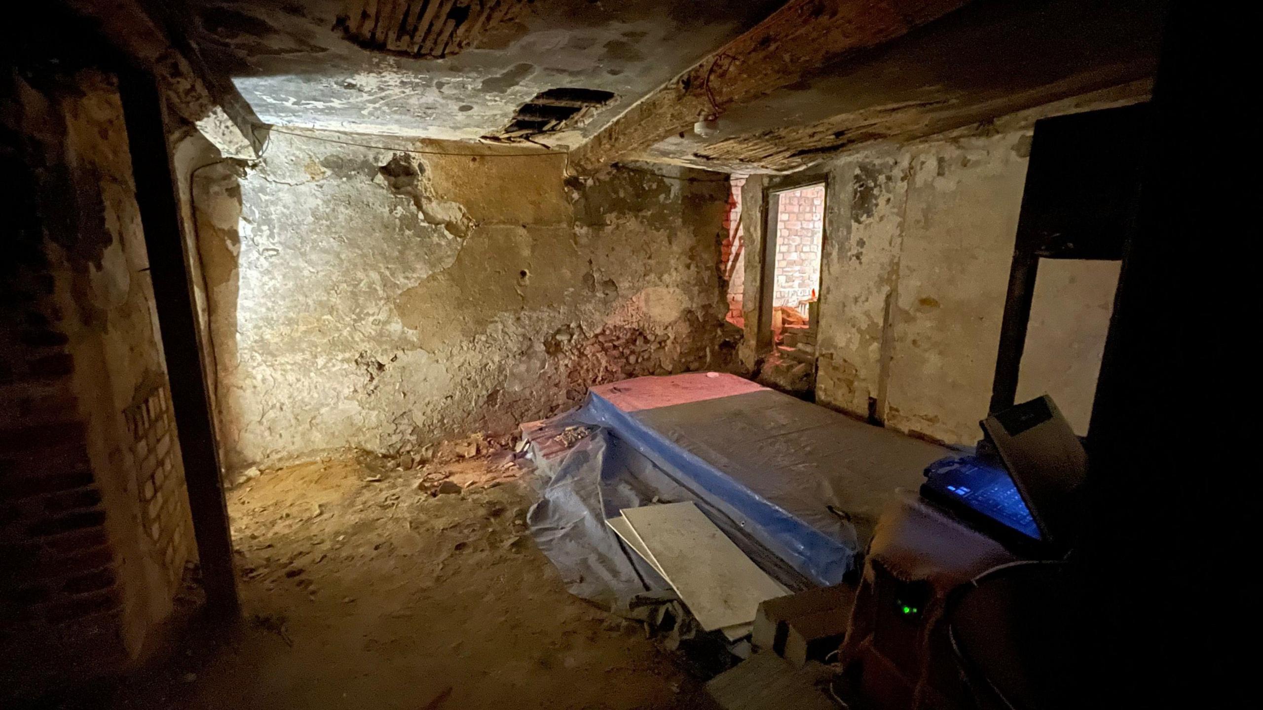 Room in the underground medieval street 