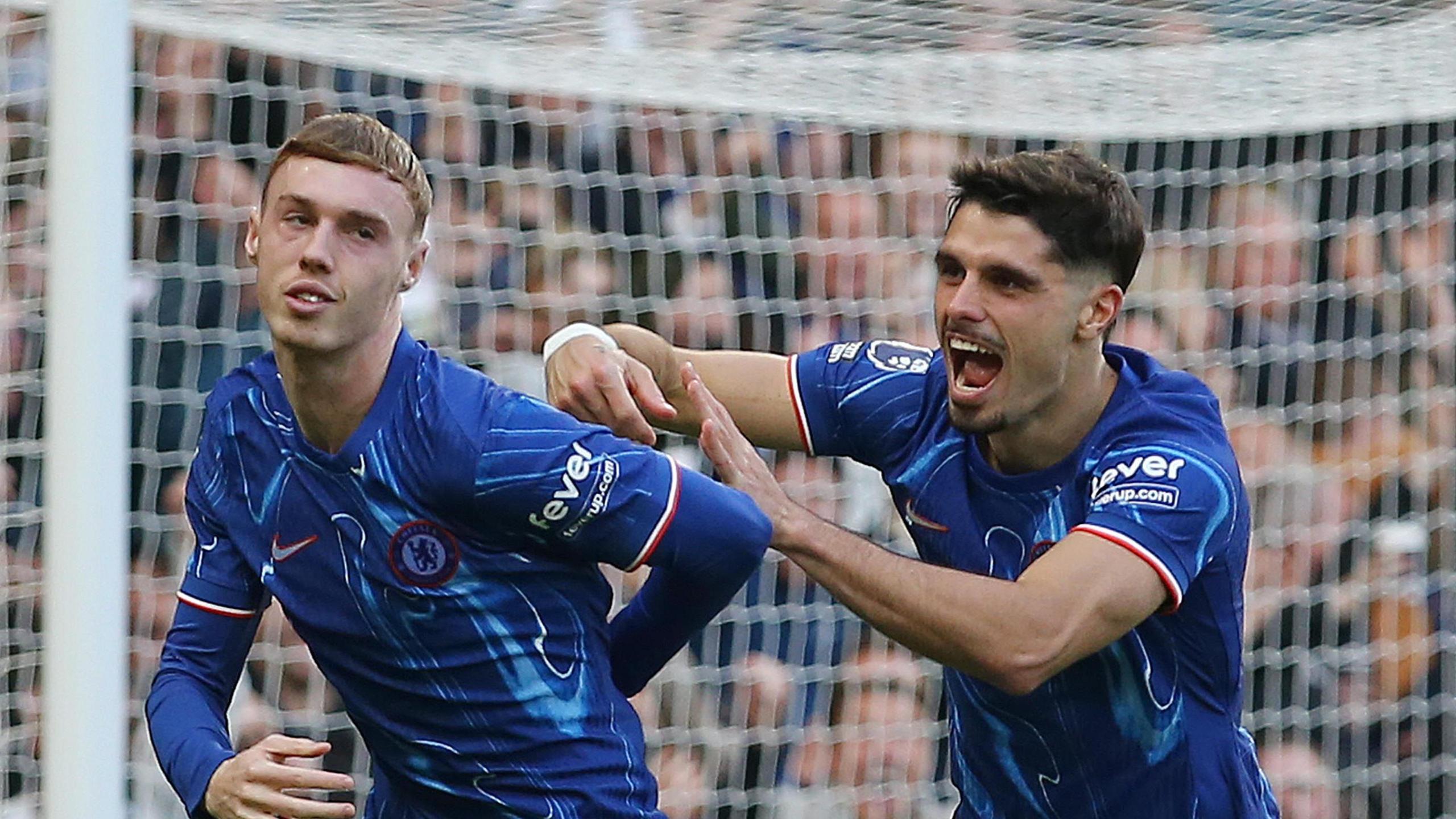 Cole Palmer celebrates scoring against Newcastle 