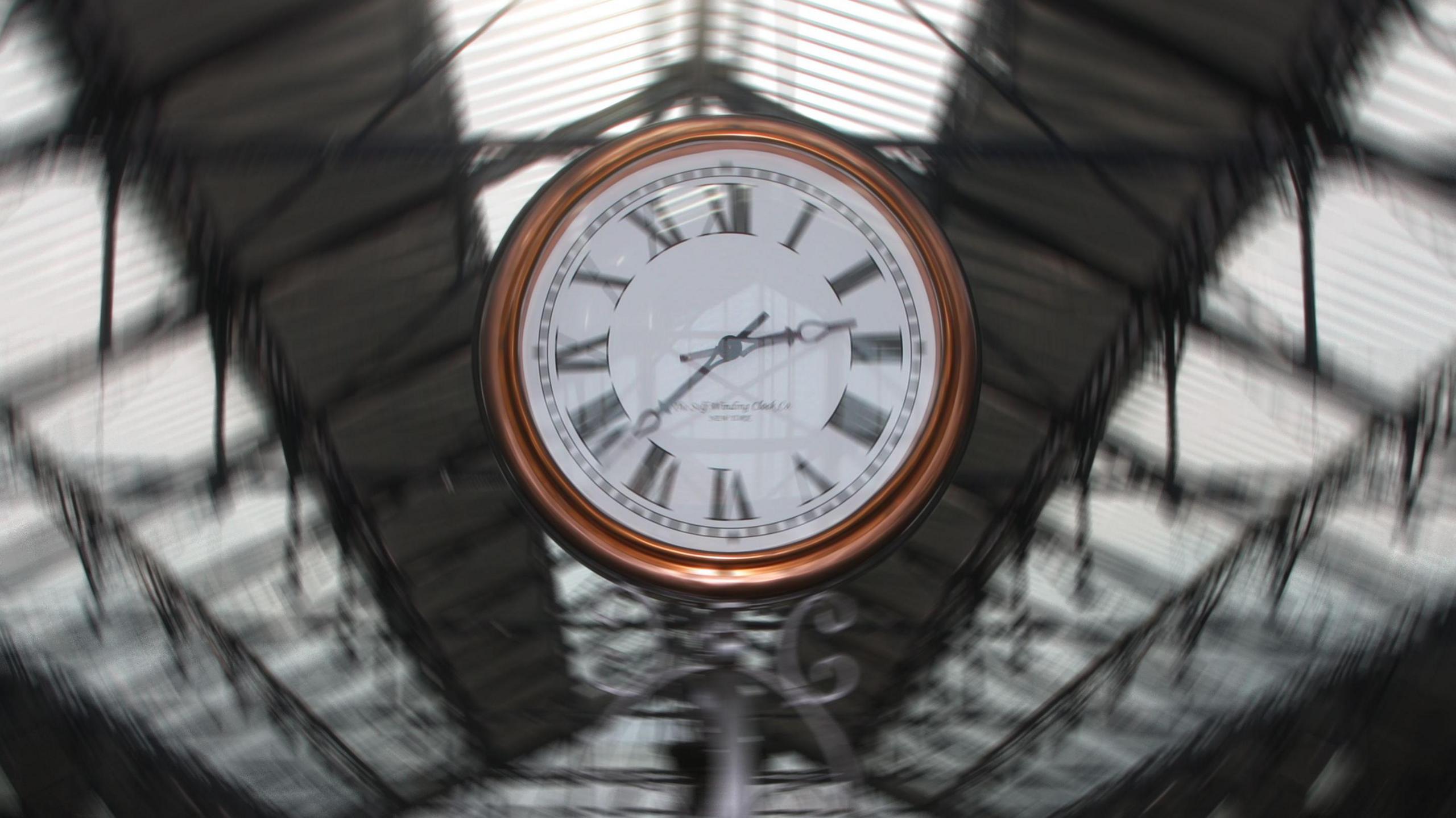 Large blurred clock which gives the impression of movement