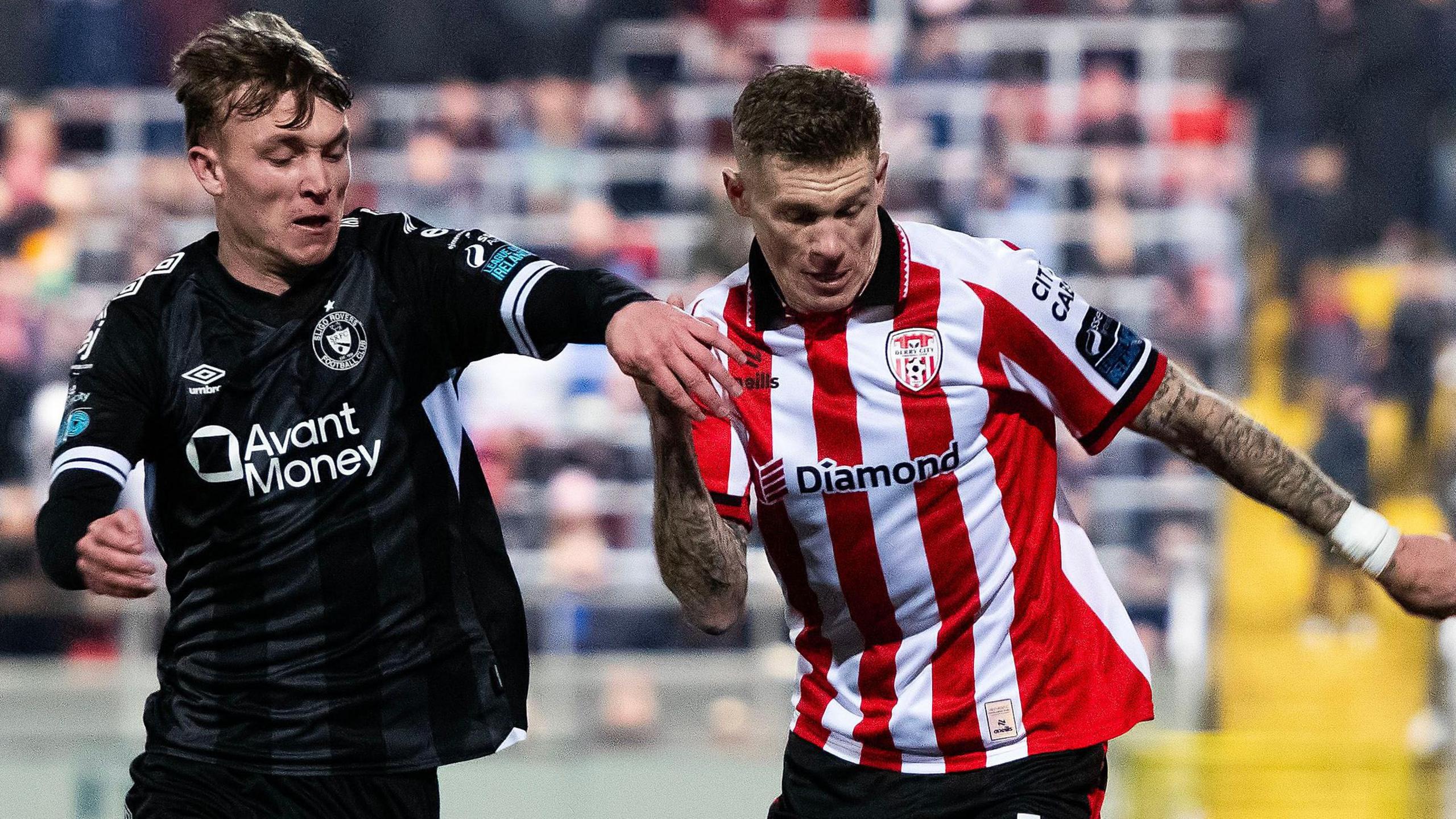 Alex Nolan of Sligo Rovers and Derry City's James McClean