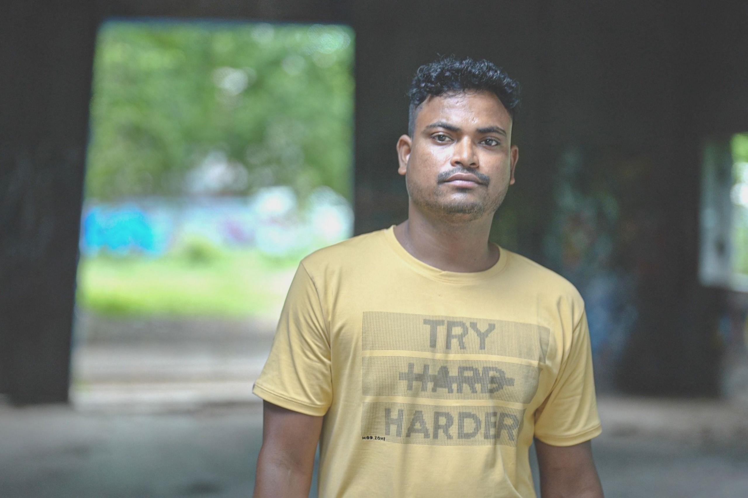 Puchu Sardar in a yellow T-shirt