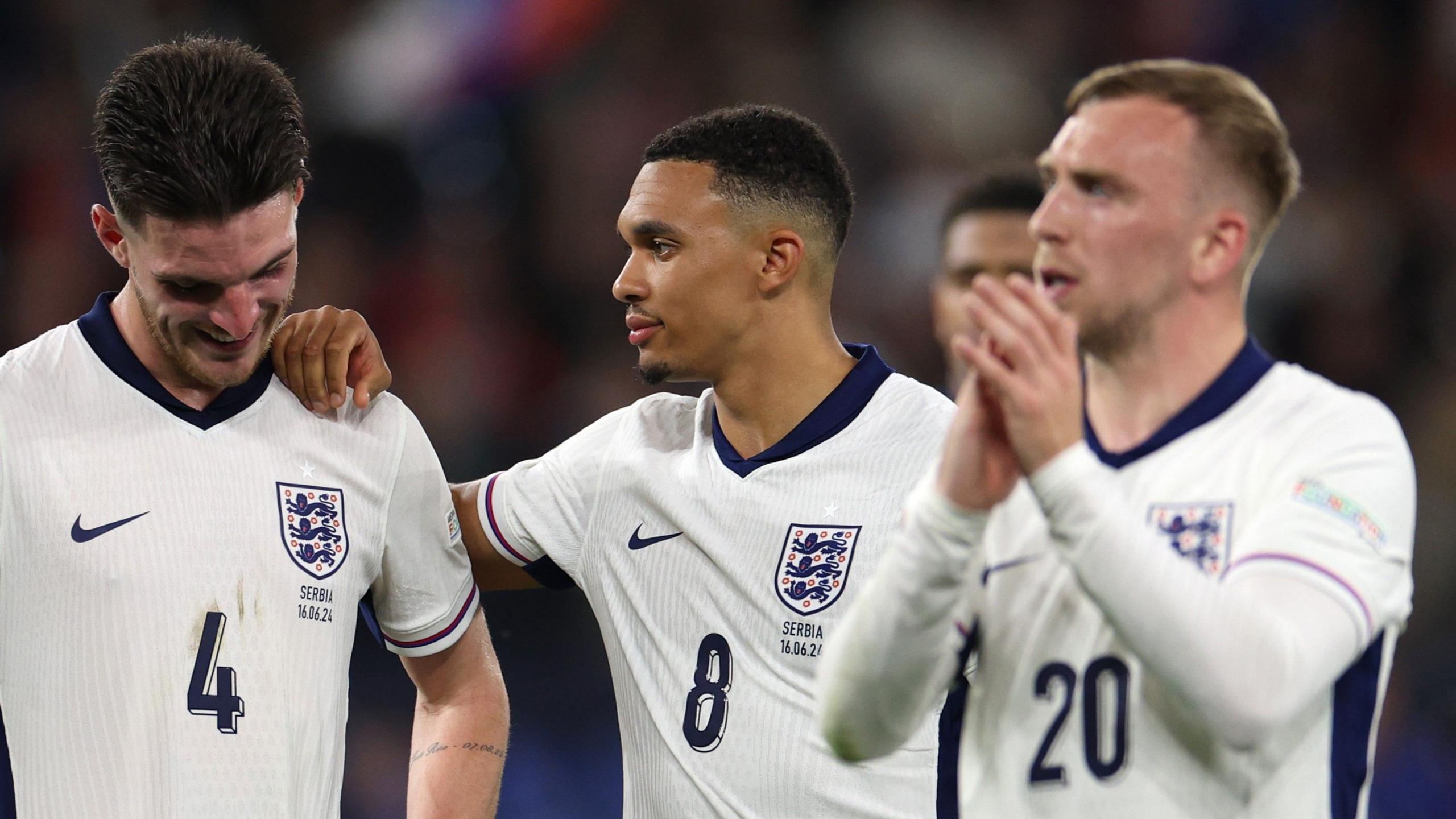 Declan Rice, Trent Alexander-Arnold and Jarrod Bowen