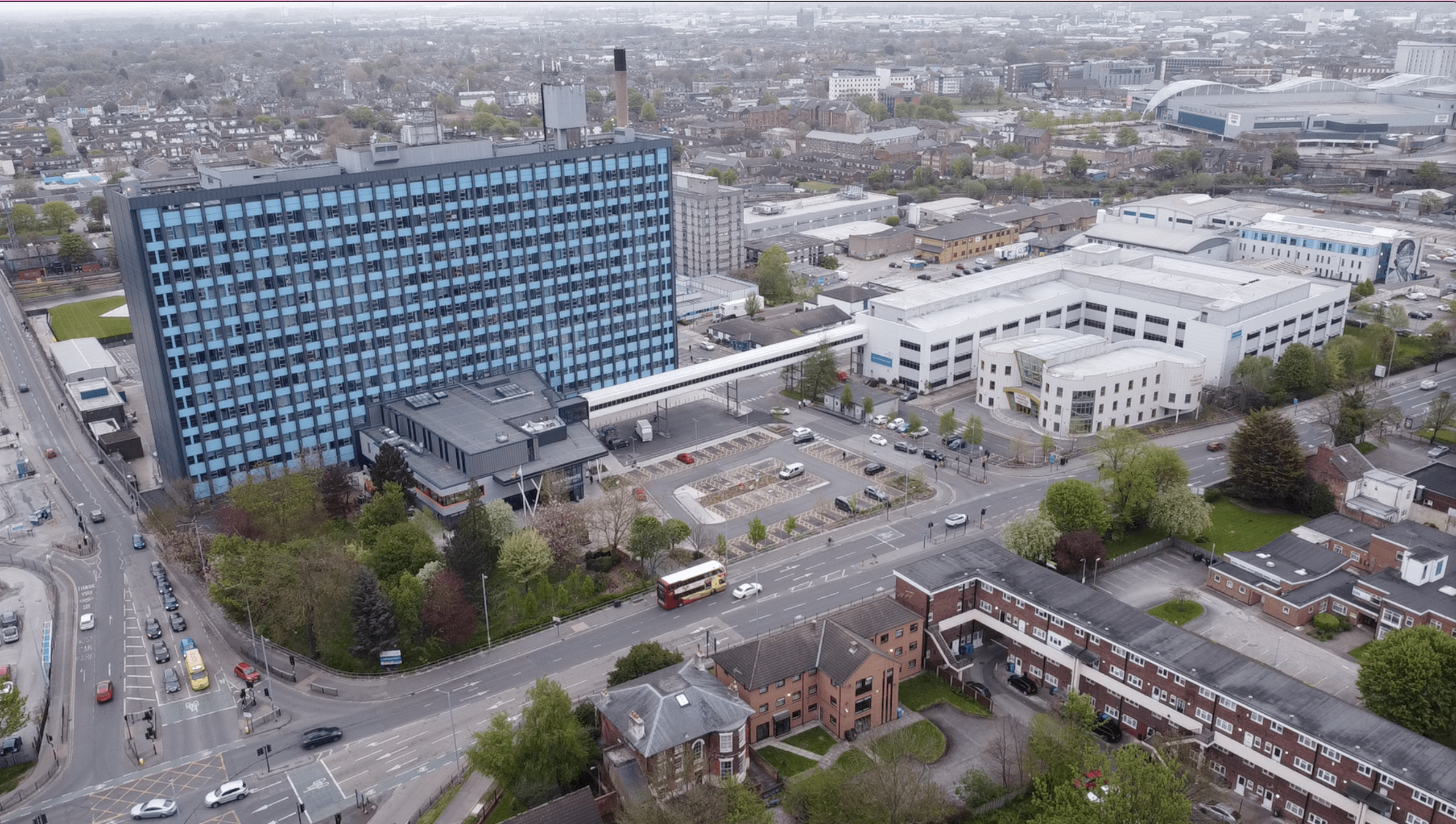 Aerial view of hospital