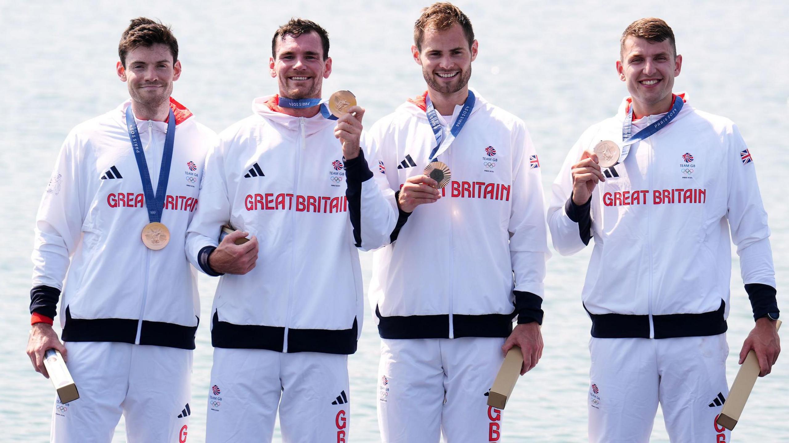 Team GB Paris Summer Olympics 2024 coxless four rowing team Oli Wilkes, David Ambler, Matt Aldridge and Freddie Davidson 