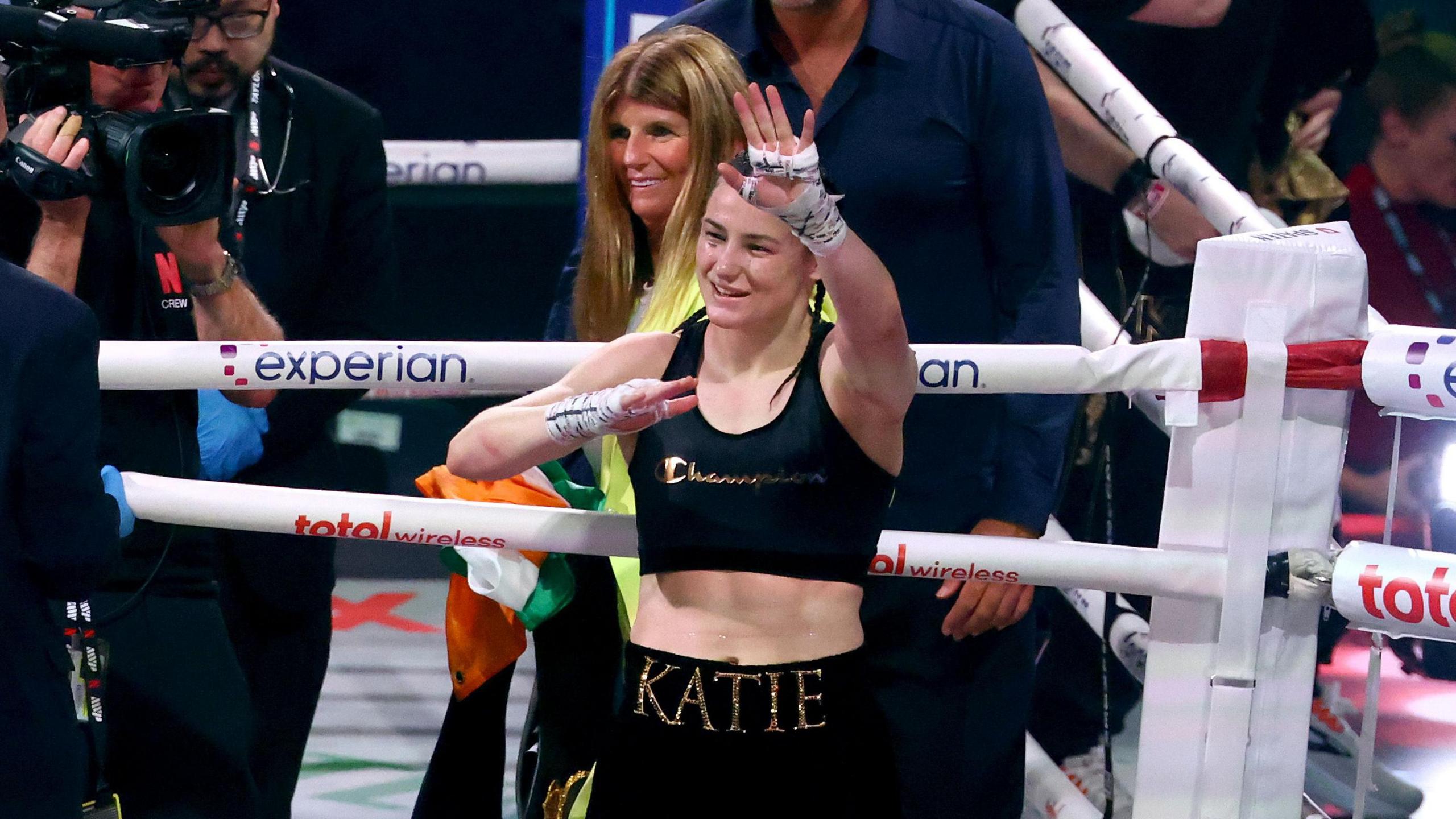 Katie Taylor celebrates