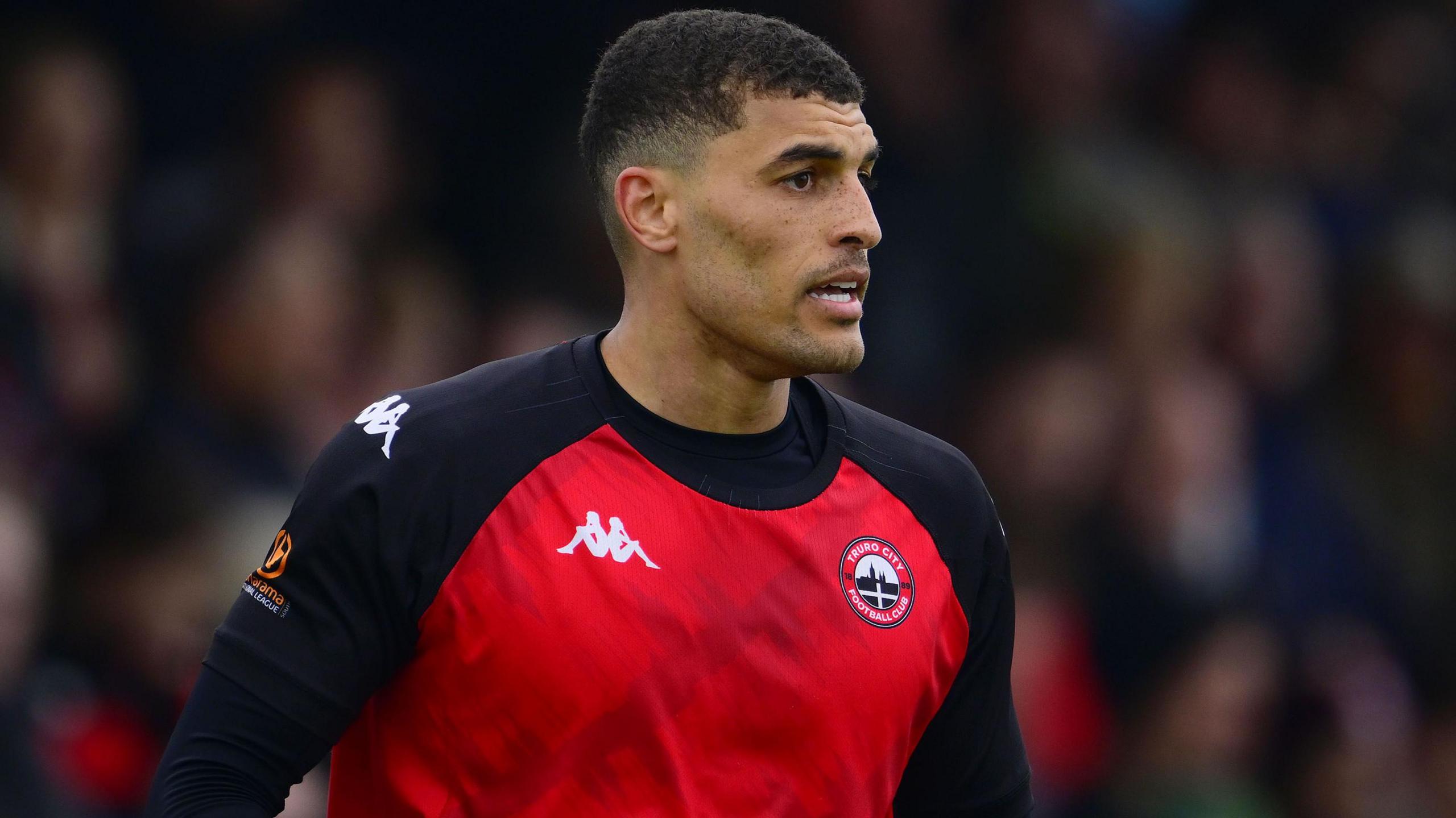Christian Oxlade-Chamberlain pictured during his loan spell at Truro City last season