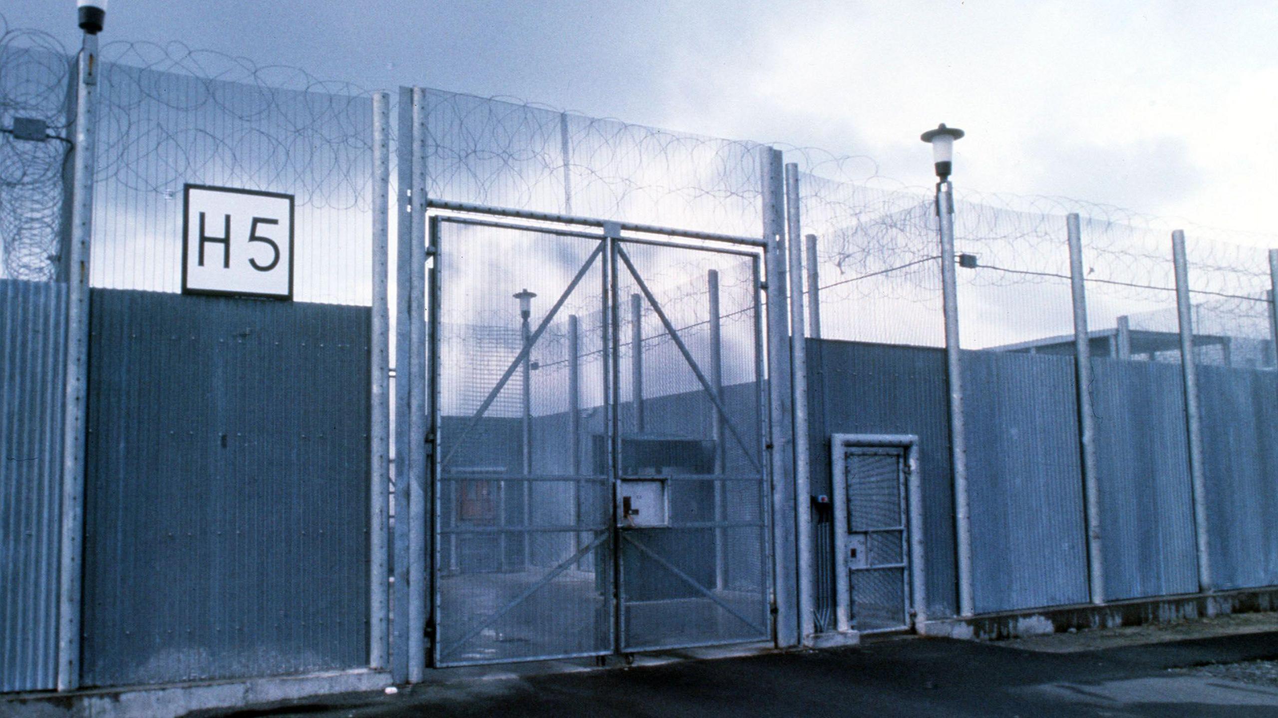 Image of the entrance to H-Block 5 at the Maze Prison taken in 1979