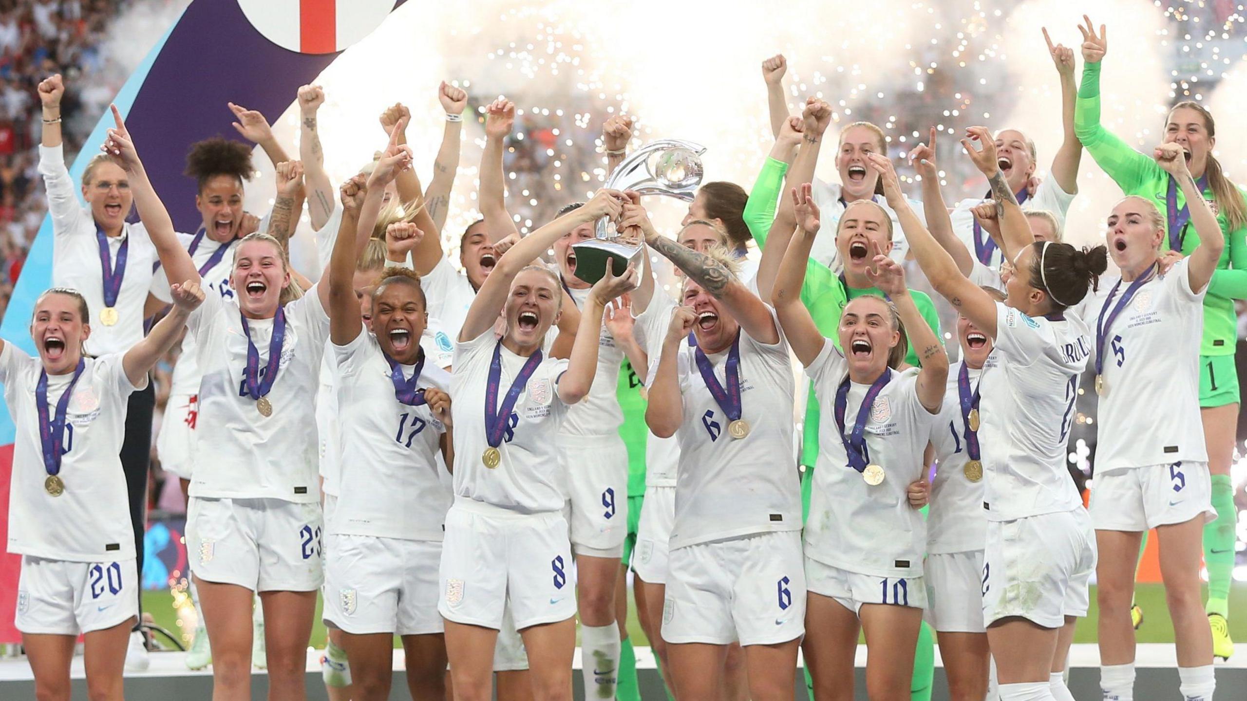 England celebrate winning Euro 2022