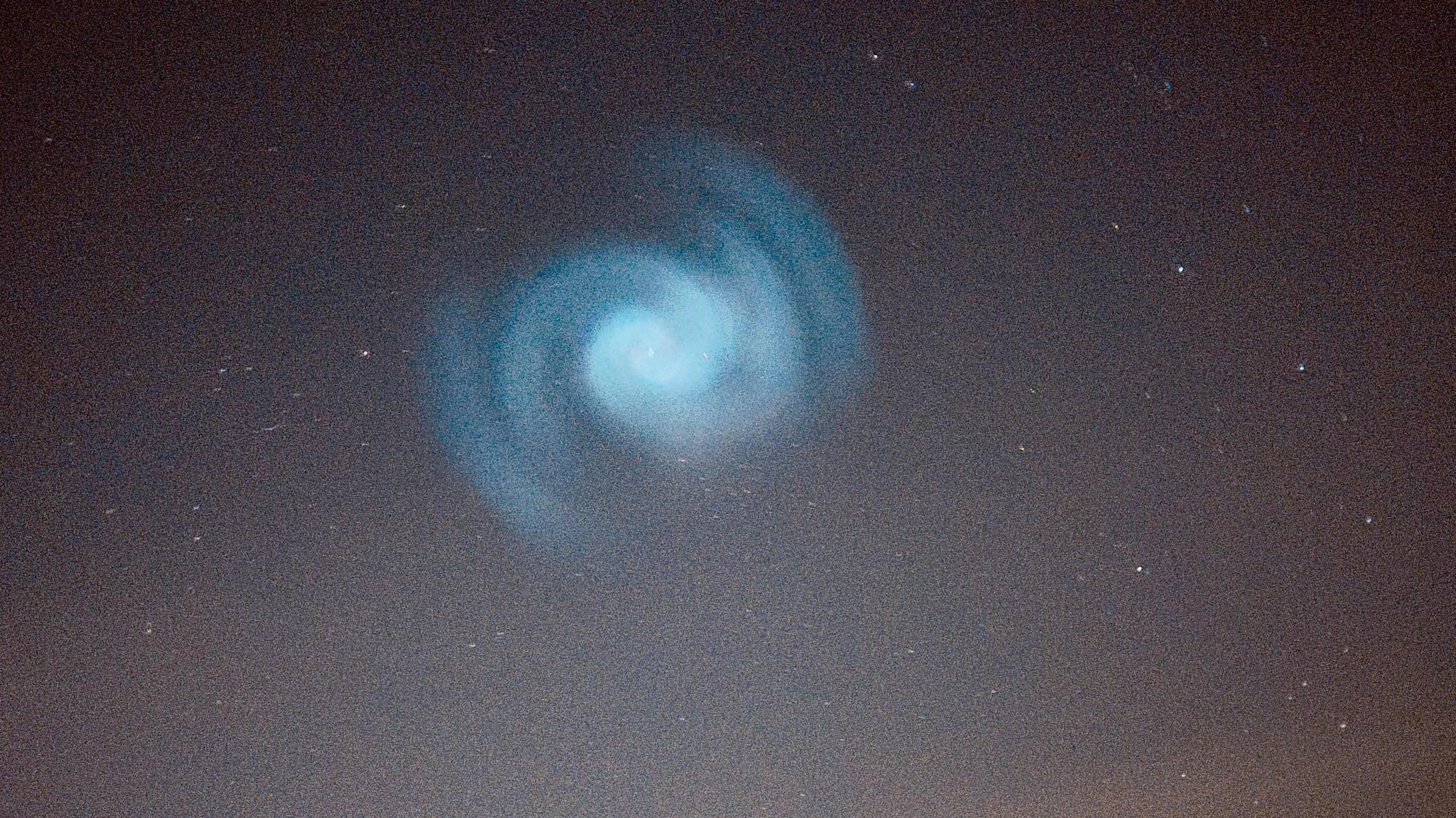 Spiral light in the sky seen over Southwell in Nottinghamshire.