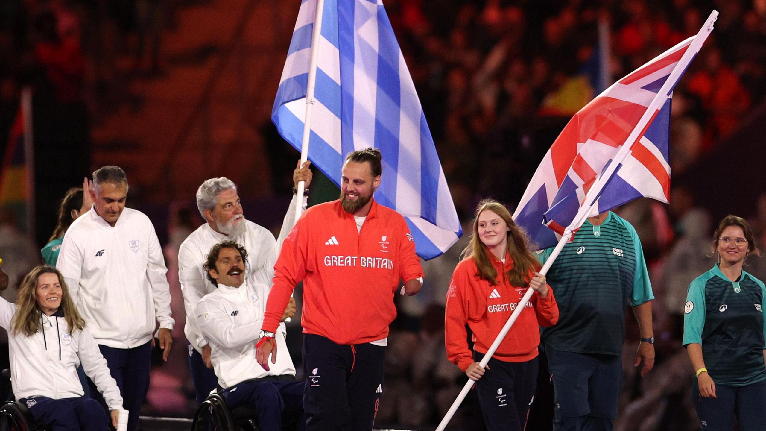 Matt Bush and Poppy Maskill flew the flag for ParalympicsGB at the closing ceremony