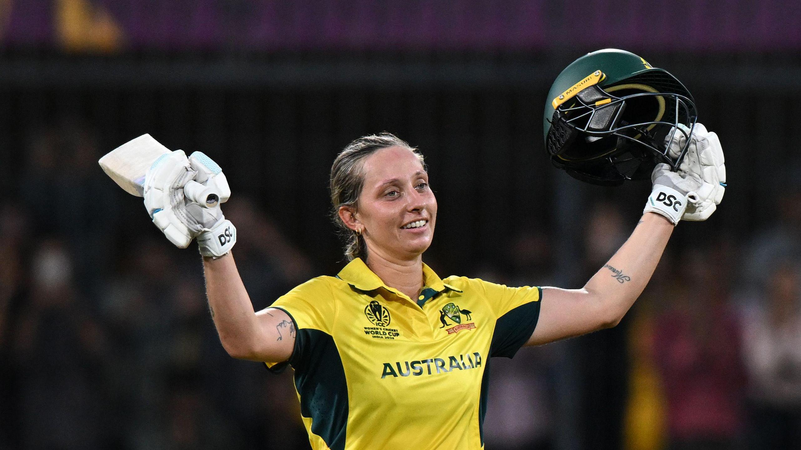 Ash Gardner celebrates her century for Australia