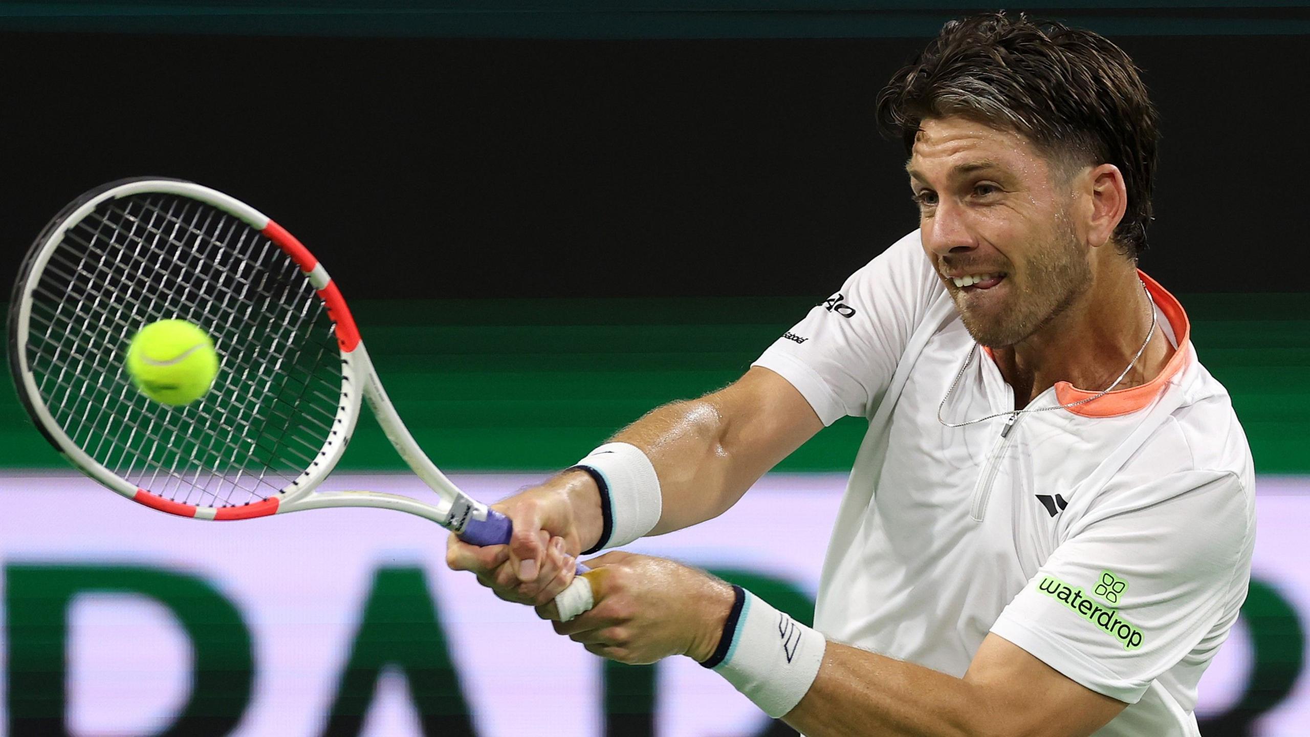 Cameron Norrie hits the ball at Indian Wells