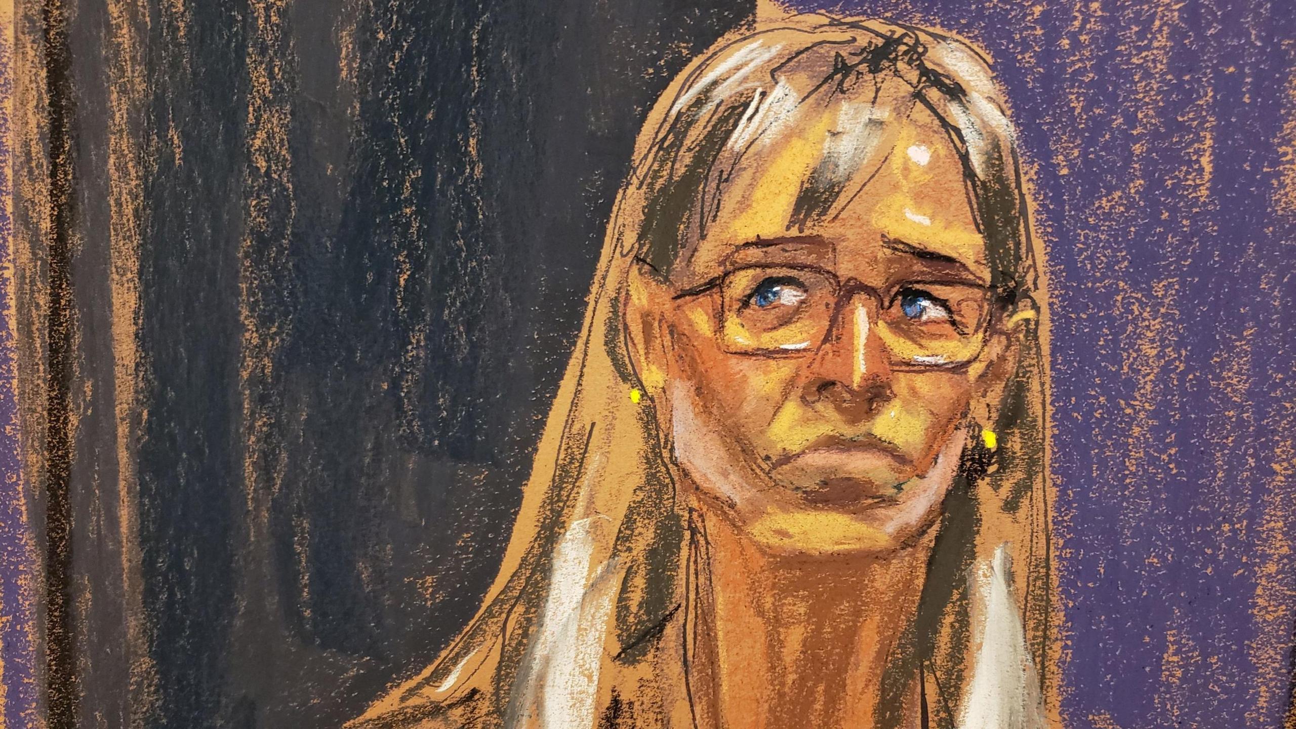 Annie Farmer testifies during Ghislaine Maxwell's sex trafficking trial in a courtroom sketch in 2021.
