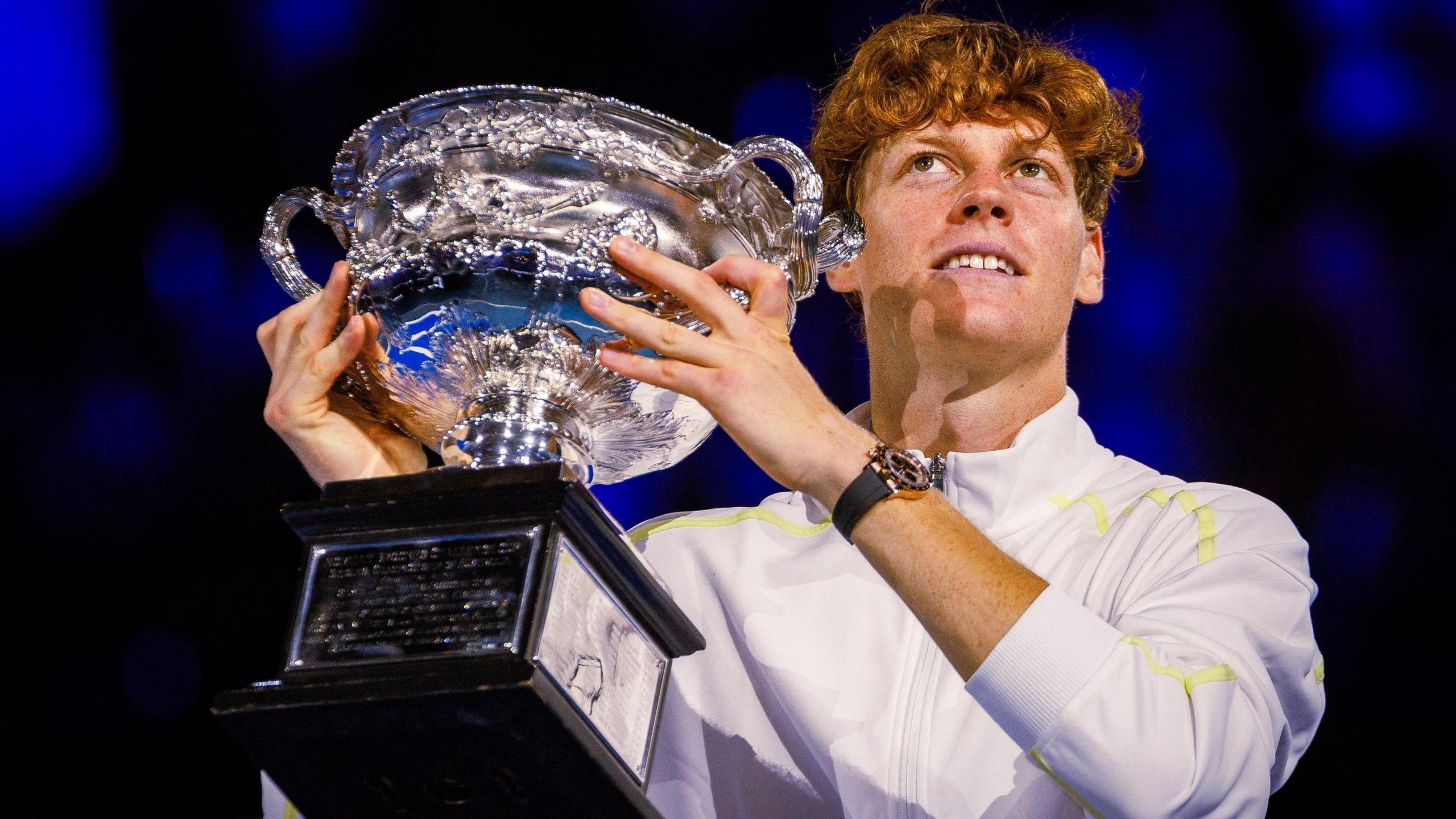 Jannik Sinner lifts the Australian Open trophy