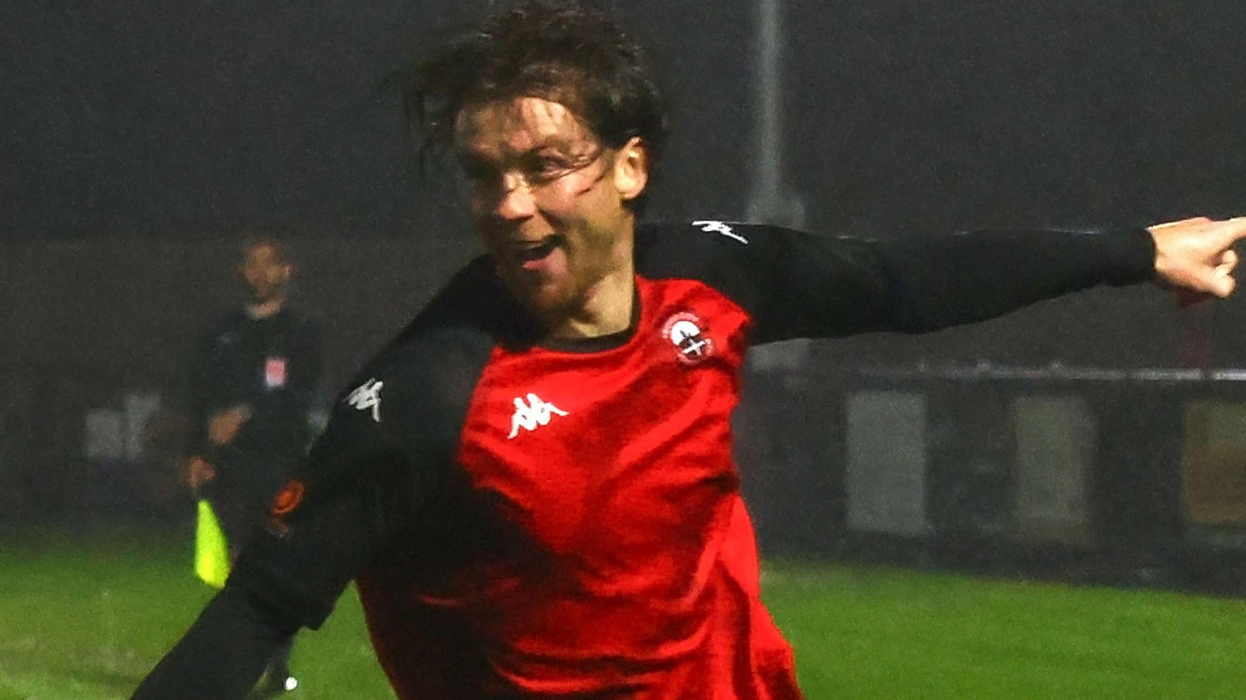 Tyler Harvey celebrates scoring a goal