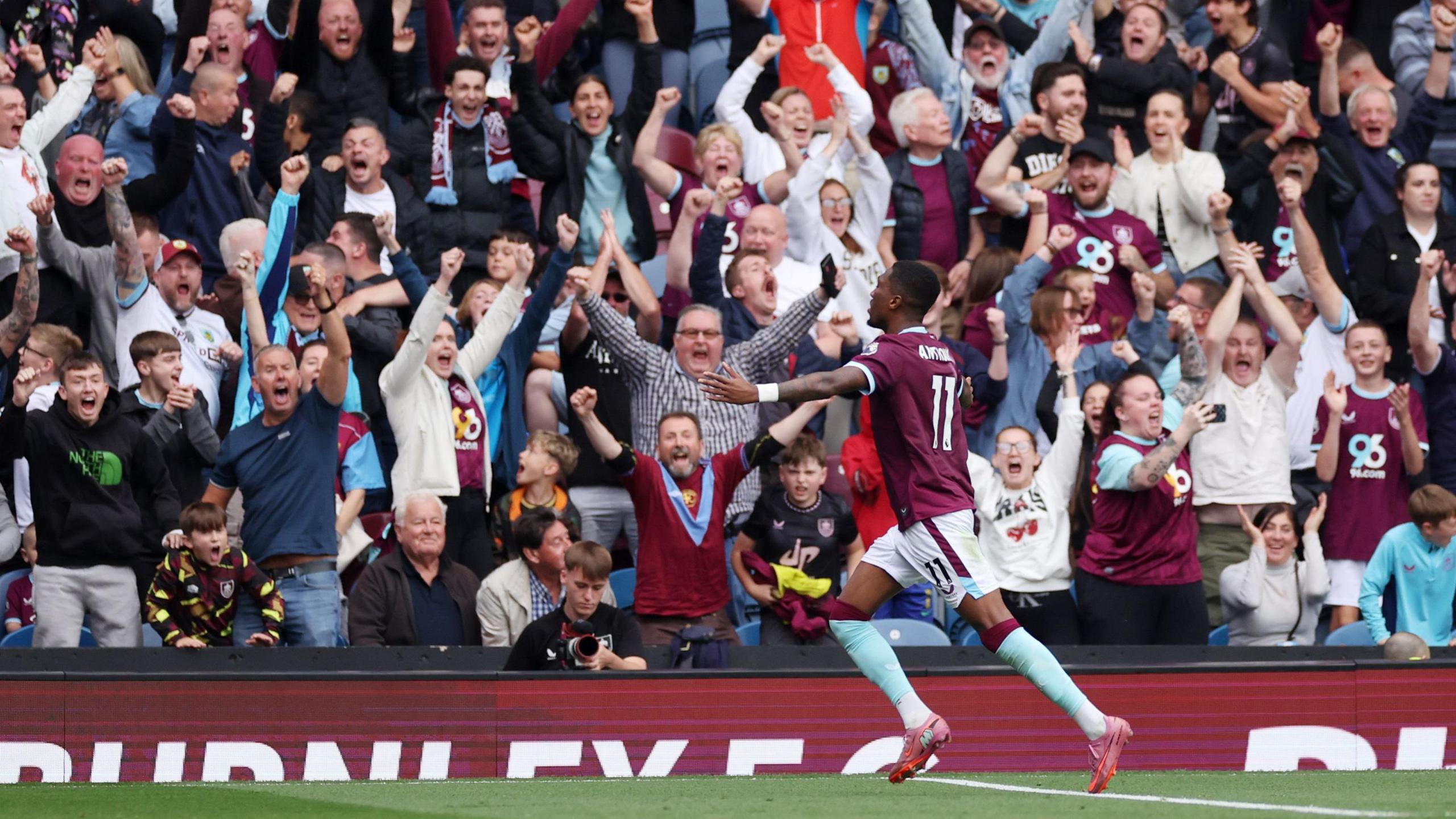 Jaidon Anthony celebrates scoring for Burnley